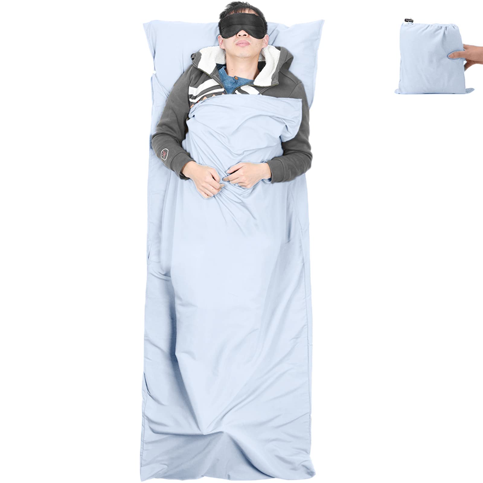 【送料無料】VILISUN インナーシュラフ 寝袋 インナーシーツ トラベルシーツ 寝袋ライナー 汚れを隔離 3シーズン 1人用 S（210*75cm) シルバー