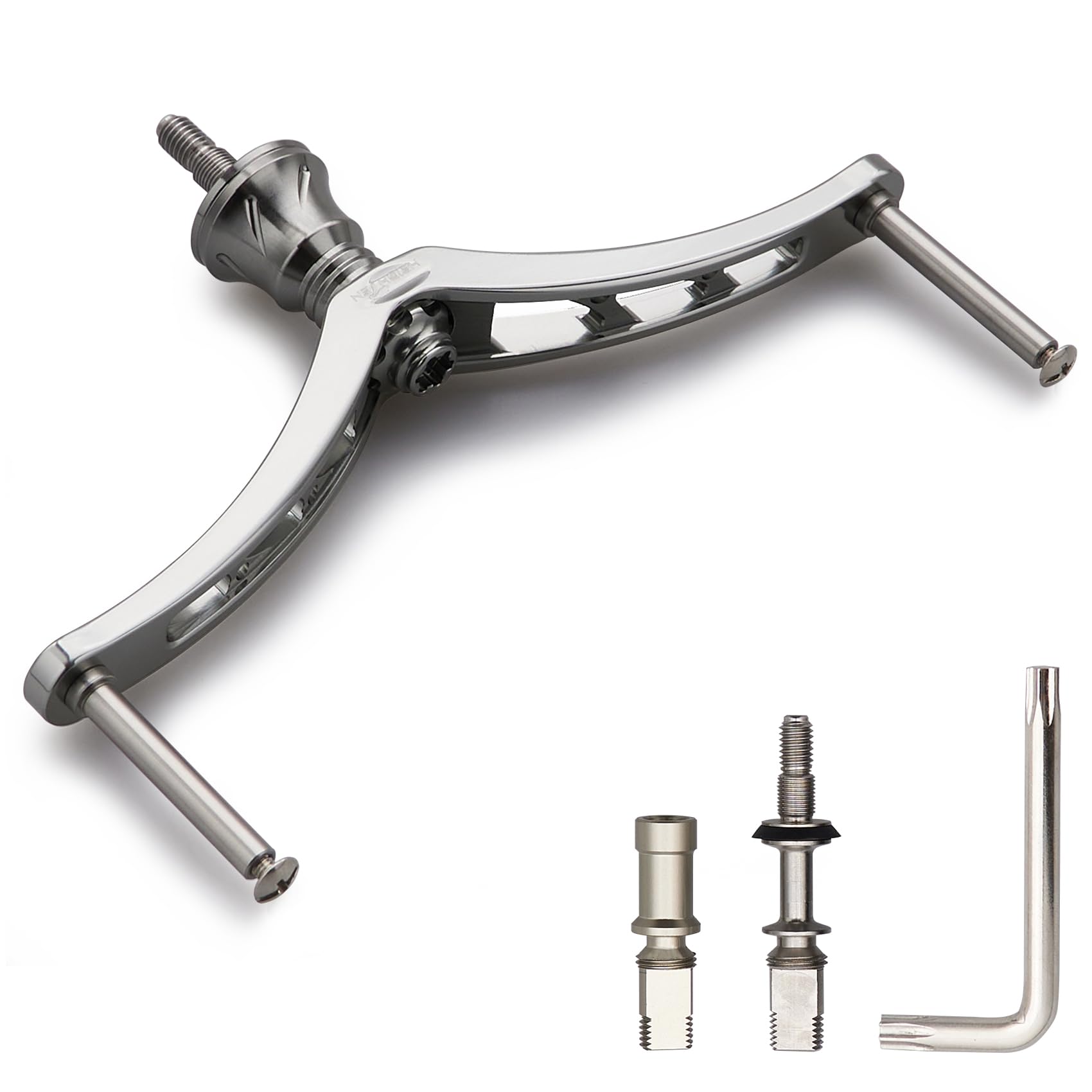 【送料無料】HEIGHTEN 80/92/95/98/110mm リール ハンドル (ノブ無し) シマノ(Shimano) ダイワ(DAIWA) 通用 スピニングリール 用 (110mm - ガンメタル) (HT01908)