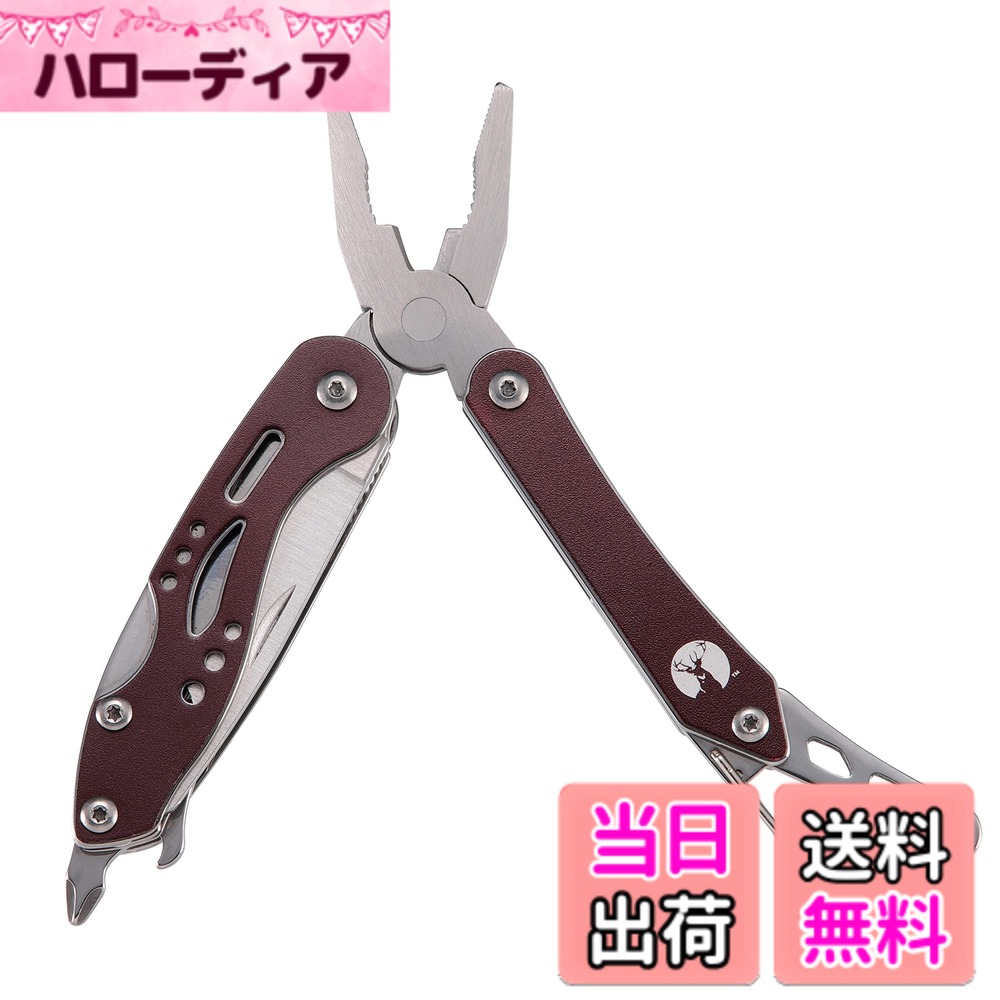 商品情報商品の説明使用サイズ:(約)110x110x厚さ15mm(ペンチ形態) 収納サイズ:(約)85x35x厚さ15mm 材質:本体/アルミニウム合金、各ツール部/ステンレス鋼 機能:1ペンチ、2ワイヤーカッター、3プラスドライバー、4栓抜き、5針金曲、6ナイフ、7ノコギリ 原産国:中国 1本で7機能を備えたミニツール。 携帯に便利なポケットサイズ。 全7機能 用途に合わせた役立つ機能満載。 ツールは錆びにくいステンレス鋼。 レンタル等による貸出、オークション等による販売や中古販売、及び譲渡によって発生した故障・破損・損害・事故などにつきましては一切責任を負いかねますので予めご了承ください。主な仕様 使用サイズ:(約)110x110x厚さ15mm(ペンチ形態)収納サイズ:(約)85x35x厚さ15mmbr材質:本体/アルミニウム合金、各ツール部/ステンレス鋼機能:1ペンチ、2ワイヤーカッター、3プラスドライバー、4栓抜き、5針金曲、6ナイフ、7ノコギリ原産国:中国