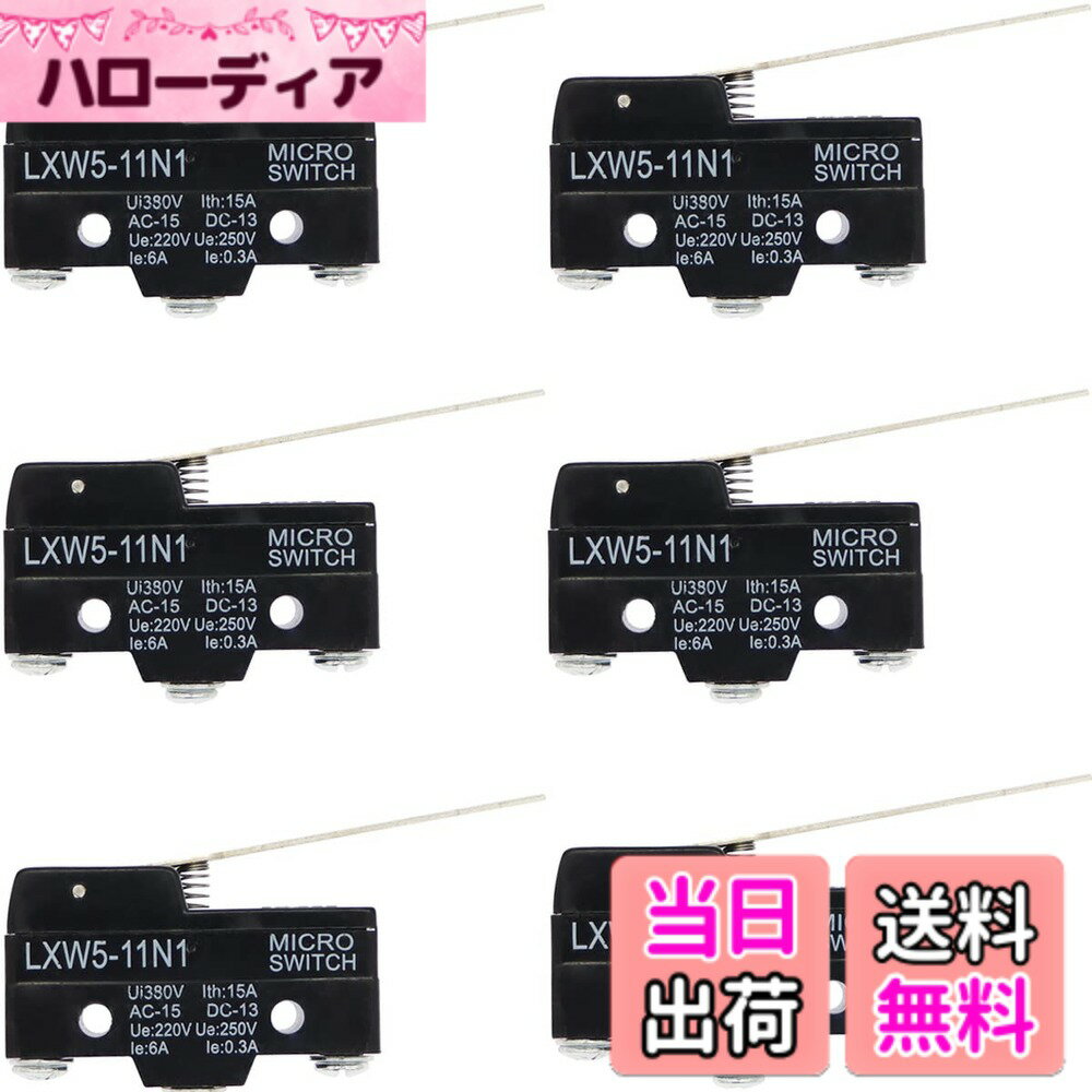 【送料無料】Youmile 6個LXW5-11N1マイクロリミットスイッチ1NO+1NCロングヒンジレバータイプミニチュアマイクロスイッチSPDTスナ