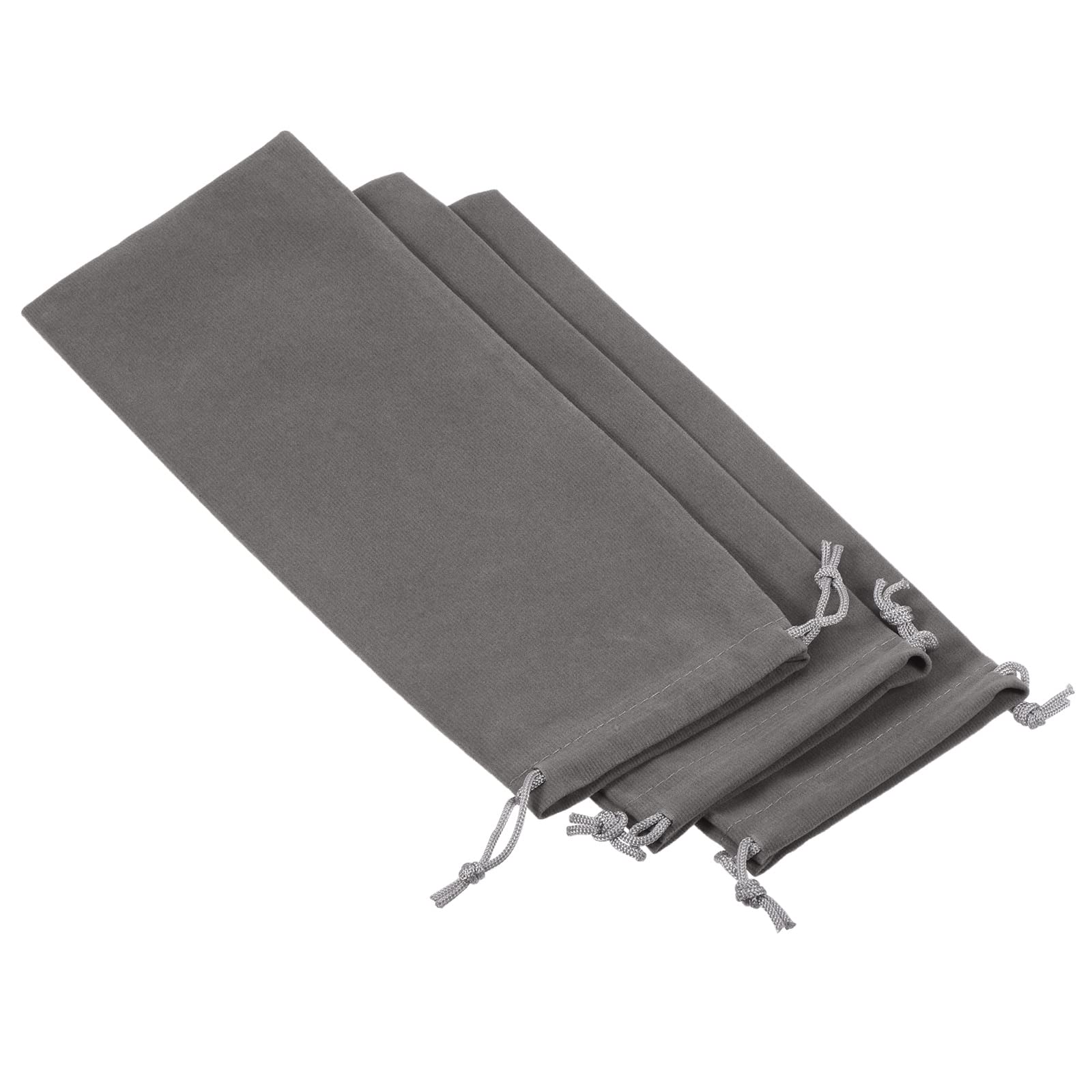 【送料無料】PATIKIL マイクロファイバーポーチ 25x10 cm グレー 3個 柔らかい ストレージ 巾着ギフトバッグ メガネ ウェディング用