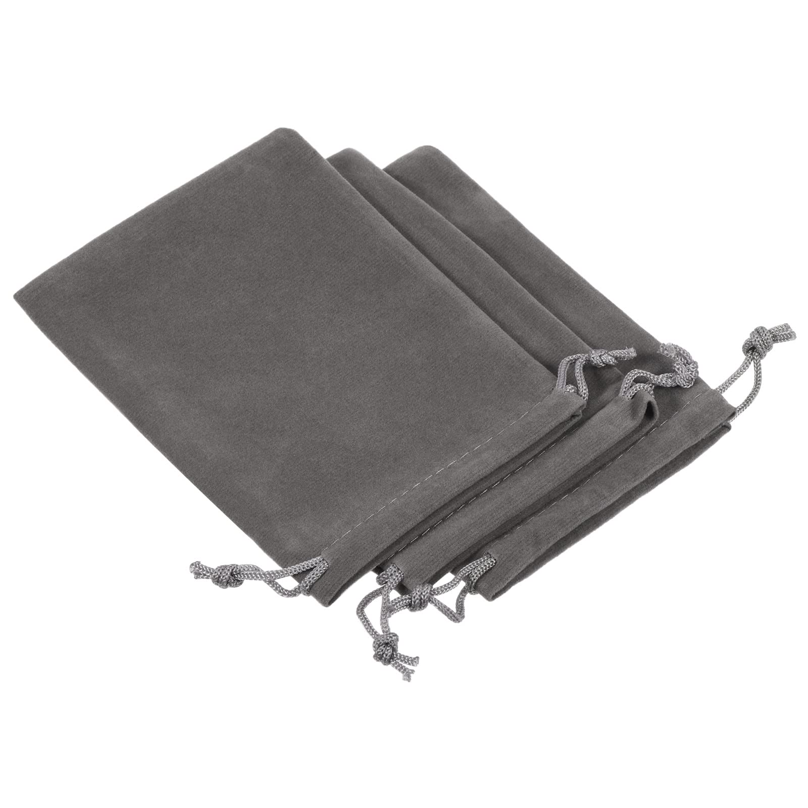 【送料無料】PATIKIL マイクロファイバーポーチ 14x10 cm グレー 3個 柔らかい ストレージ 巾着ギフトバッグ メガネ ウェディング用