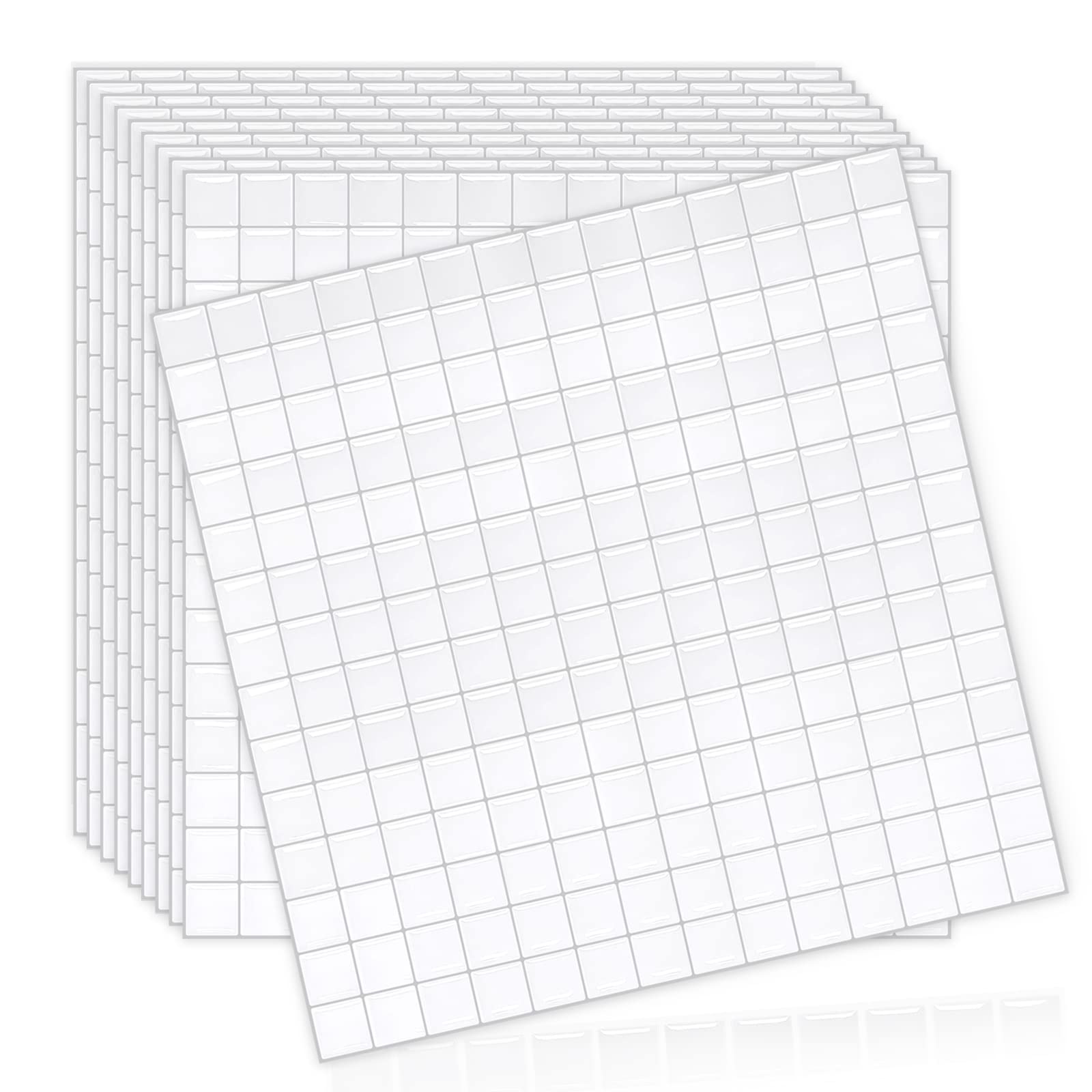 【送料無料】MORCART「超かわいいmini格子」タイルシール 防水 耐熱 キッチン 洗面所 トイレ DIY 家具やアイテムの装飾 タイルシート 壁紙シール 3D リメイクシート (25x25cm, 10枚)