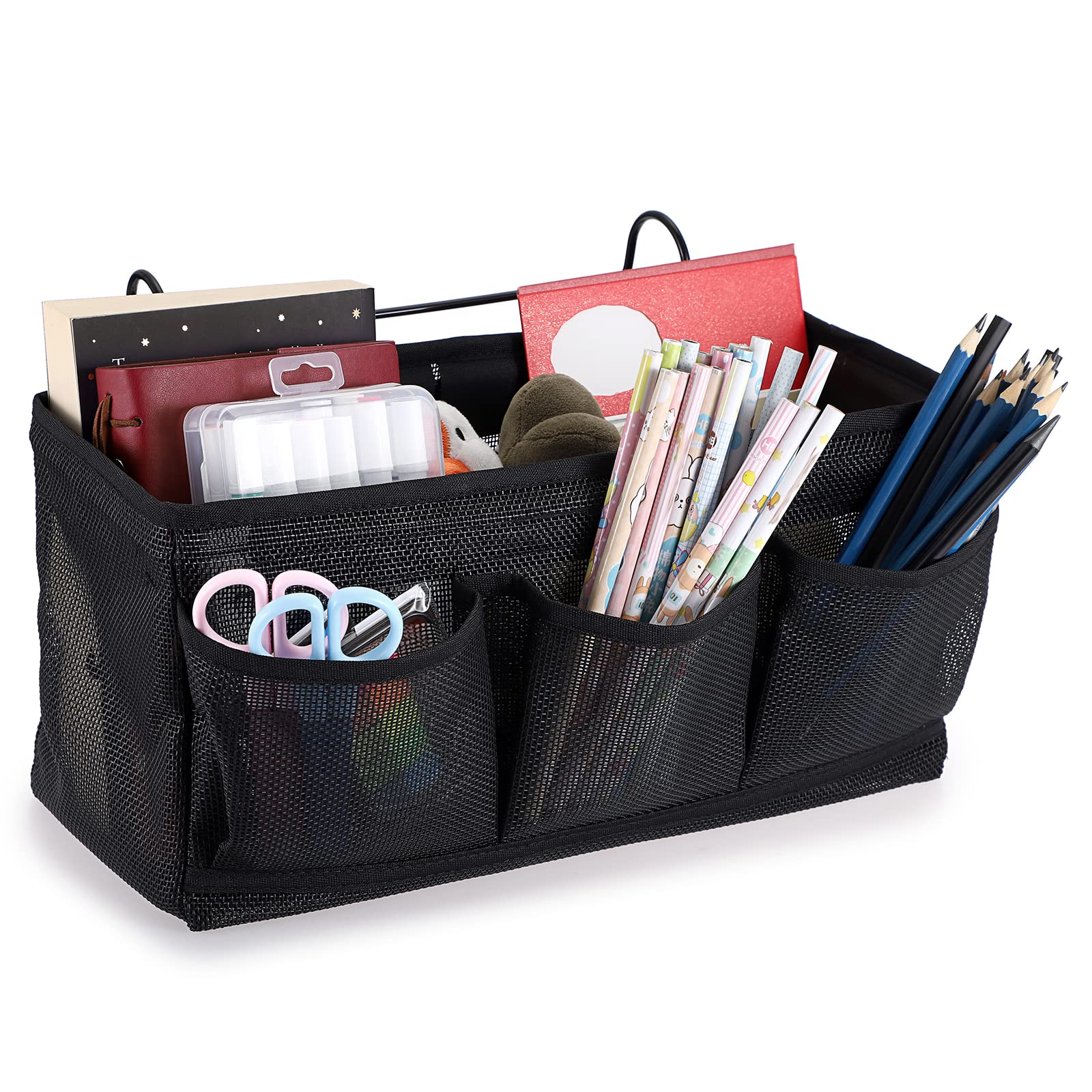 【送料無料】Sumnacon ベッドサイド収納ポケット 大容量 多機能収納かご ベッドサイドストレージ マルチグリッドストレージバッグ 収納バスケット 収納かご 小物収納ボックス 収納ケース ハンギング収納ラック 寮用 家庭用収納（ブラック）