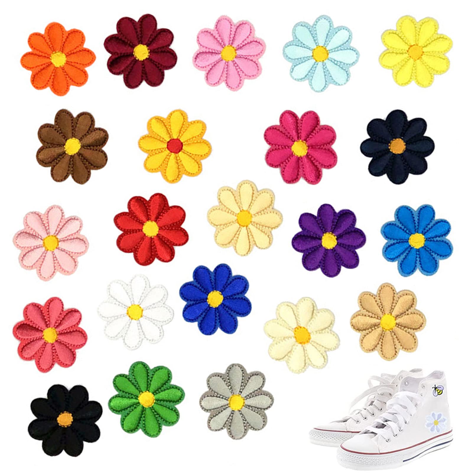 【送料無料】22枚入ワッペン アイロン アップリケ, BetterJonny り アイロンワッペン セットミニワッペン かわいいカラフルフラワー 小さい 刺しゅうパッチ セットアップリケ DIY 補修の制服 帽子 女の子 貼り付レゼント アッ プレゼント アップリケ 刺繍い付け 手作り