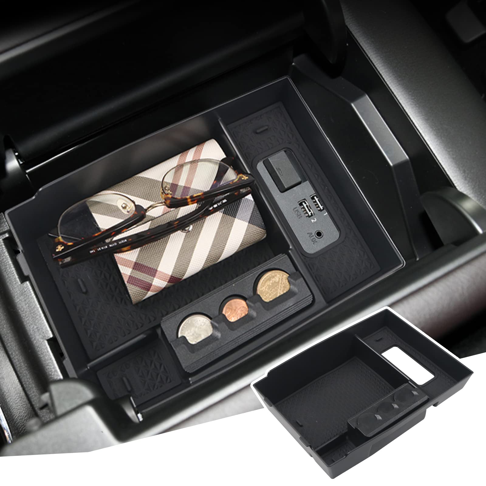 【送料無料】BIBIBO 新型 マツダ CX-8 専用 収納ボックス CX-8コンソールボックス 車 CX-8アクセサリー 小物収納 ラバーマット付き トレイ グッズ 滑り止め