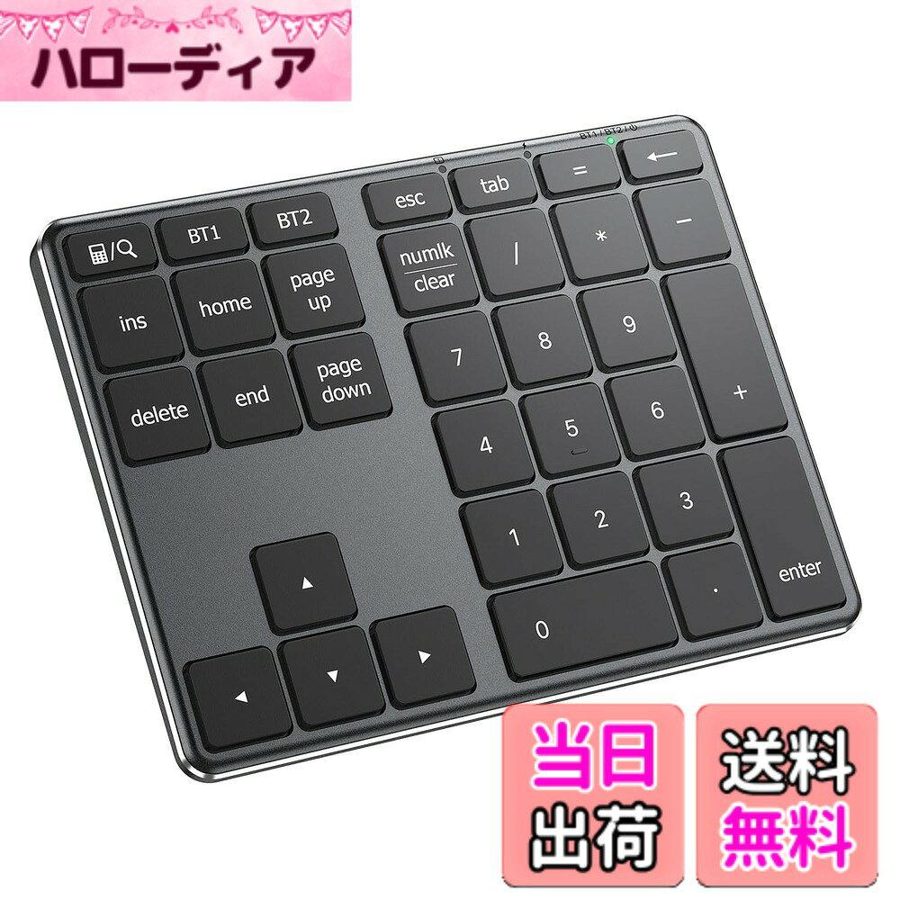 【送料無料】iClever テンキー Bluetooth ワイヤレス 数字 キーボード パンタグラフ式 Type-C充電 超薄型 金属構造 n…