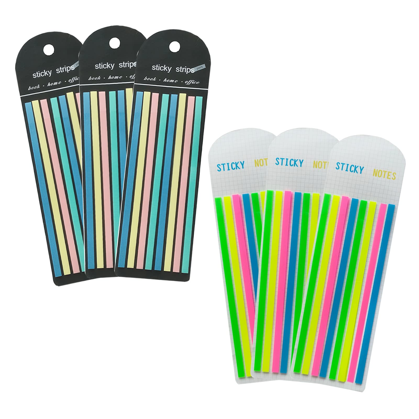 【送料無料】WIICOYK 極細ふせん 半透明 フィルムふせん 付箋 見出し インデックス ノート 単語帳にマークする カラフル 蛍光色 または マカロン色 幅5mmx140mm (蛍光*3+マカロン*3)