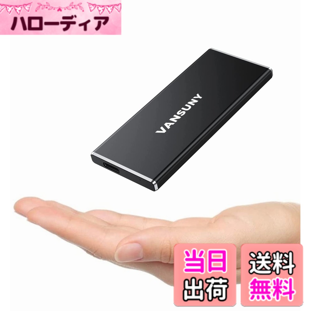 【送料無料】Vansuny SSD 外付け 1TB USB3.1 Gen2 読込速度540MB/s PS5/PS4メーカー動作確認済 コンパクト外付けSSD Type C Windows/MAC OS/Linux/Androidに対応 超高速 超小型 超薄型