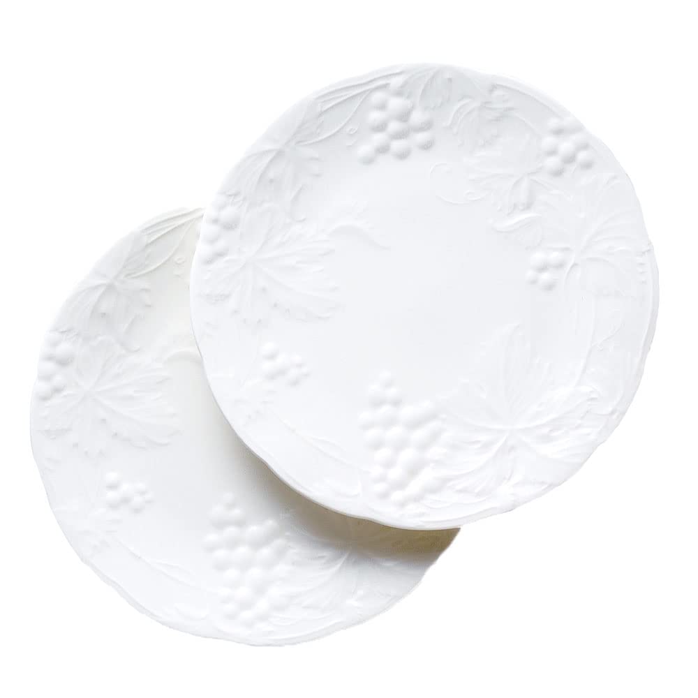 【送料無料】NARUMI(ナルミ) プレート 皿 セット ギフトギャラリー 27cm ホワイト ブドウ柄 かわいい レリーフ 2枚セット 電子レンジ温め 食洗機対応 日本製 ギフト箱入り 1023-23369