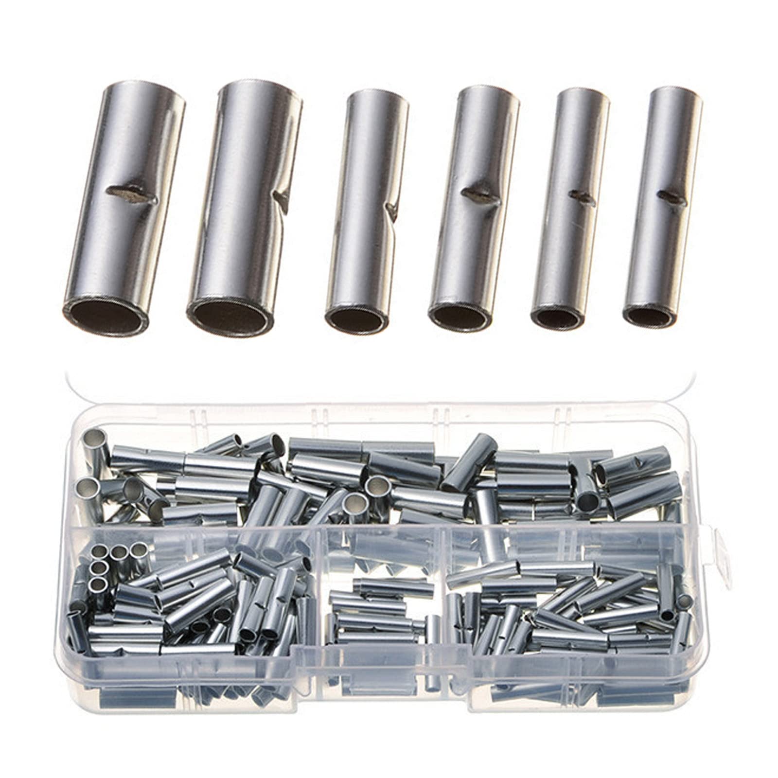 【送料無料】YFFSFDC 裸圧着スリーブ 200個 BN1.25、2、5.5 裸の端末 ワイヤー端子キット 裸アルミバットスプライス 非絶縁フェルール アルミ管フェルール端子 産業機器用 安定性能 耐久性 DIY電線修理スリーブ