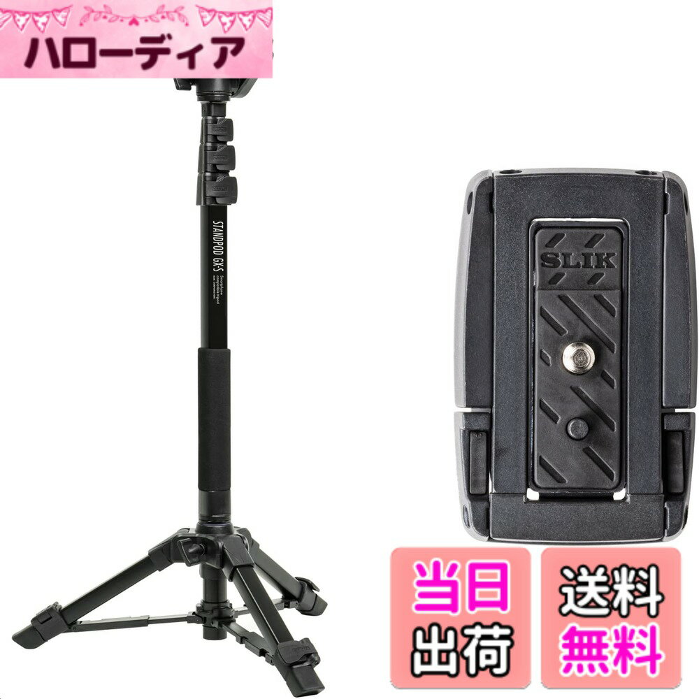 SLIK スマホ自立一脚 スタンドポッド GX-S with One More クイックシューセット ビデオカメラ対応 レバーロック式 24mmパイプ径 3WAY雲台 全高1875mm クイックシュー式 STAPODGXSST 