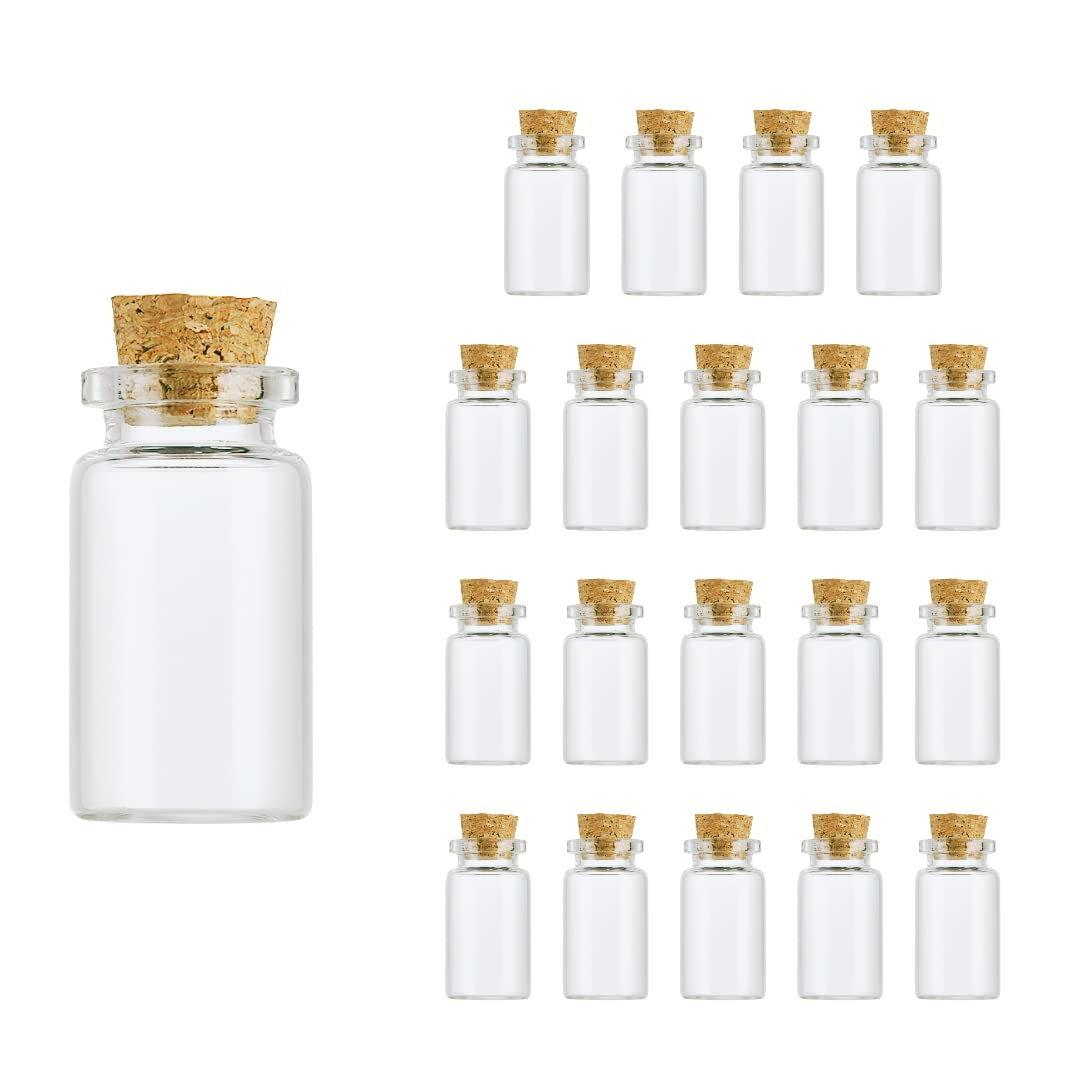 【送料無料】Charmoon 小瓶 ガラス 透明 コルク栓 密閉 ミニ ボトル 20個 セット (8ml)