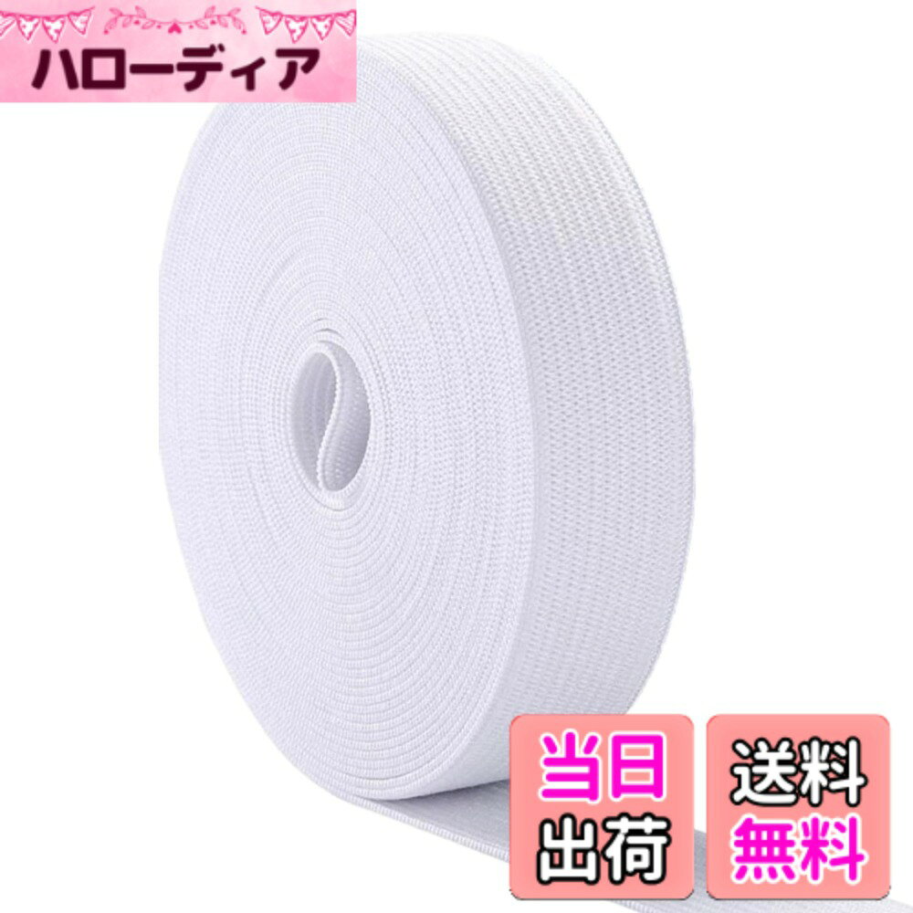 Hair Rubber Band - 【送料無料】Copeflap 平ゴム 幅25mm x 長さ40m 織り 幅広 服飾 替え ごむひも 太い 厚さ1mm (白)