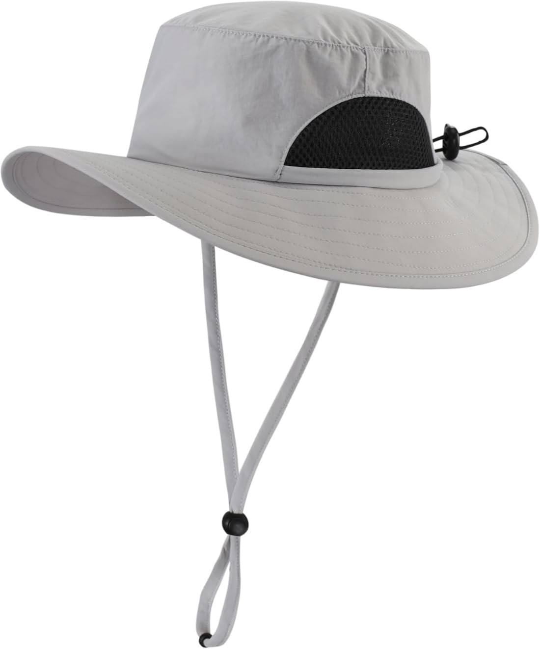 【送料無料】[Connectyle] 幼児 キッズ つば広 サファリハット 日よけ帽子 通園 通学 メッシュ UVカット ハット 子供 男の子 女の子 ライトグレー