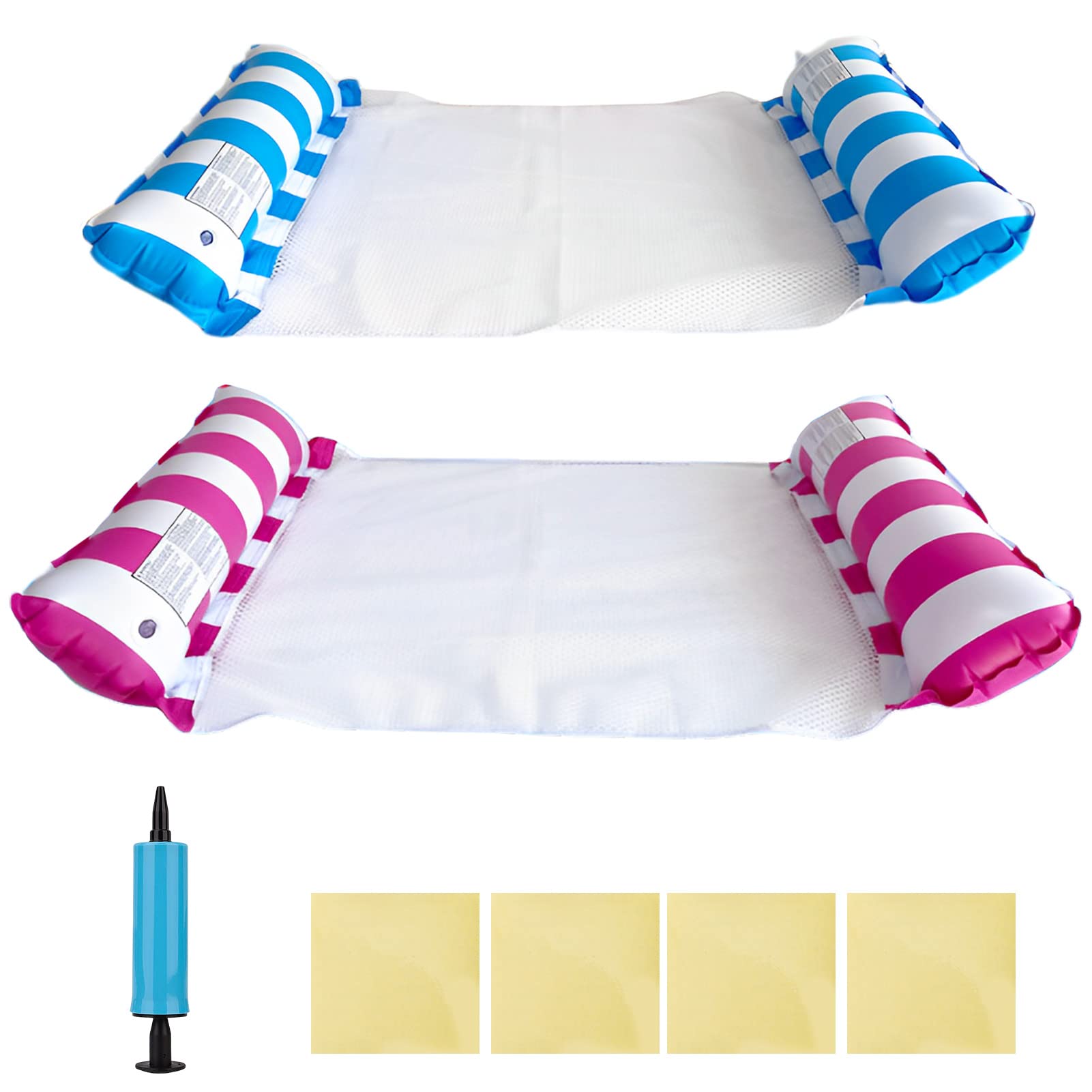 【送料無料】Formemory 浮き輪 フロート 大人用 水上ハンモック ウォーターハンモック2本+ビニール補修用テープ4枚付き 大人用 浮き具 水上ハンモック 強い浮力 折りたたみ うきわ 暑さ対策 夏 一人乗り プールパーティー 空気入れ パッチステッカー付き 浮き輪＊二個セ