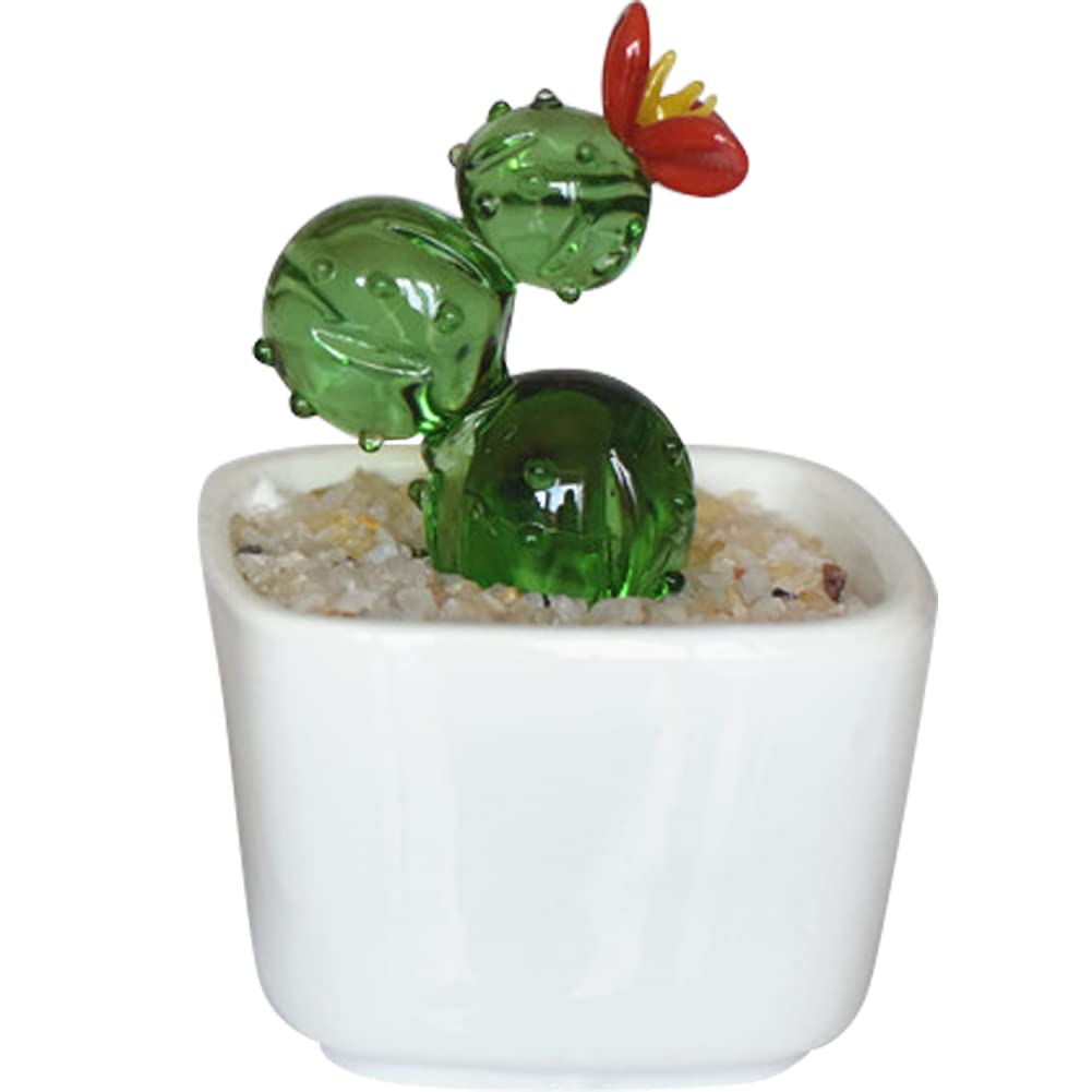 【送料無料】HIGHAWK るり製 工芸品 装飾 飾り物 オブジェ 小物 鉢植え インテリア 置物 人工植物 ミニ植木鉢 オーナメント 手作り 玄関 机 テーブル ガラスアート (球サボテン)