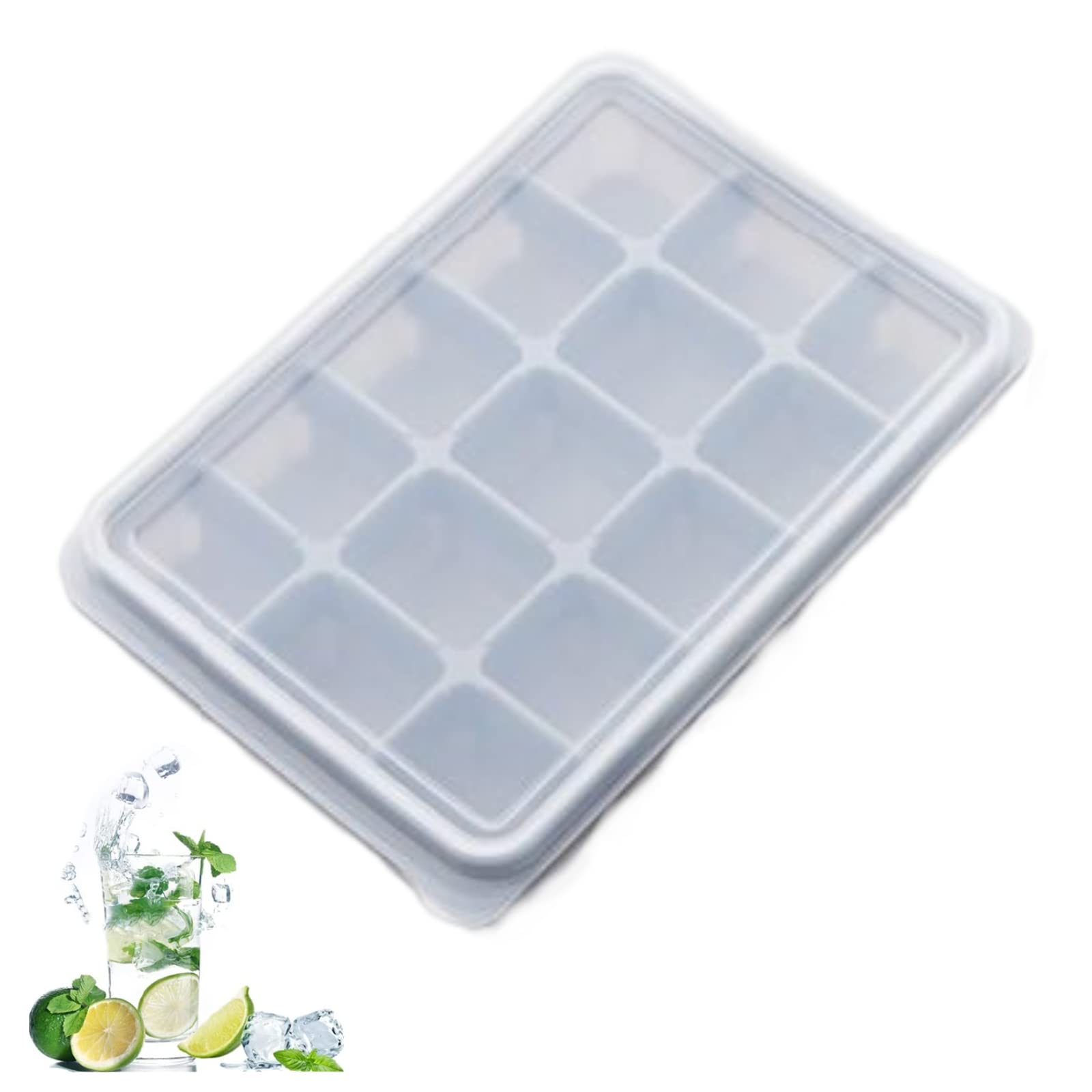 【送料無料】YFFSFDC 製氷皿 四角氷 シリコン製氷機製氷ケースアイスキューブ 氷トレー 小分け ソフト取り出しやすい 蓋付き冷凍保存 耐久性 多用途 DIY (灰色)