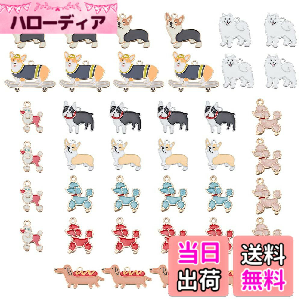 【送料無料】PH PandaHall 40個 犬のチャーム 10種 エナメル ペンダント かわいい コーギー ダックスフンド サモエド カン付き 混合 ハンドメイド アクセサリーパーツ DIY 飾り イヤリングパーツ ピアスパーツ DIYジュエリー 手芸材料 ネックレス ブレスレット 手作り素