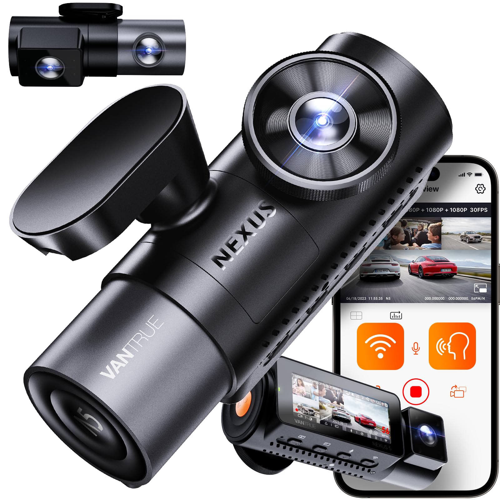 【送料無料】前後4カメラ ドライブレコーダー 360度 WiFi搭載 VANTRUE N5 ドラレコ ドアパンチ防止 STARVIS 2搭載 前後カメラ ソニーIMX675センサー 全方位保護 1944P+1080P*3 WDR HDR 超強暗視機能 GPS内蔵 音声コマンド機能 24時間駐車監視 10秒プリレコード録画 車載