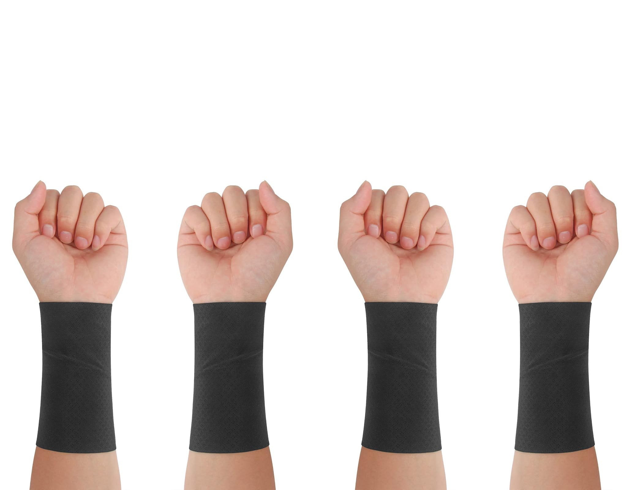 【送料無料】CINECE リストバンド 薄手 冷感 汗拭き 汗吸収 8CM/12CM 夏用 2枚セット 速乾 通気性 ロング ショート スポーツ 野球 ランニング 男女兼用 (12CM ブラック 2ペア)