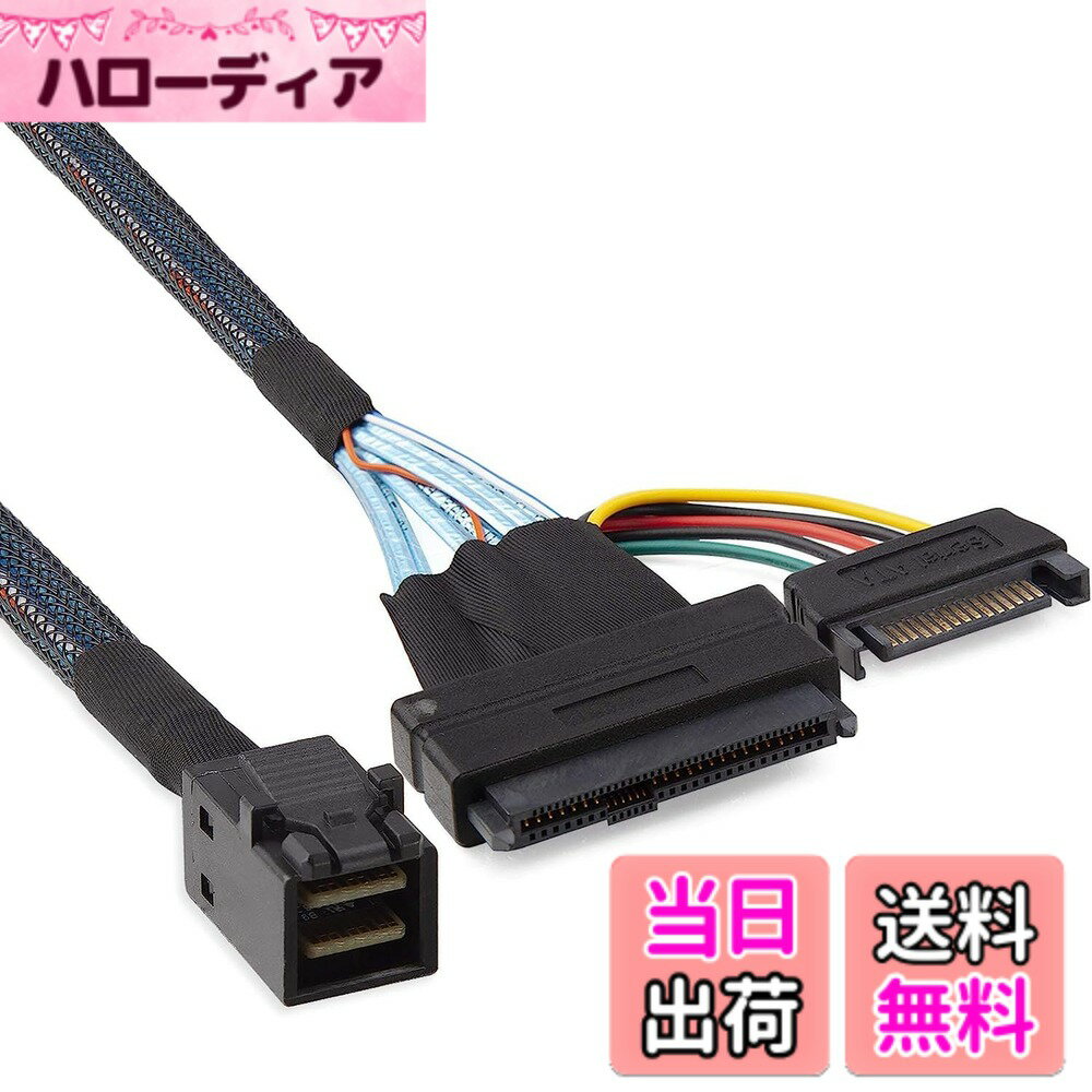 【送料無料】10Gtek 12G 内部 Mini SAS SFF-8643 to U.2 SFF-8639 NVMe SSDケーブル 15ピン オス SATA電源コネクタ付き PCIe 4.0 85オーム 1m