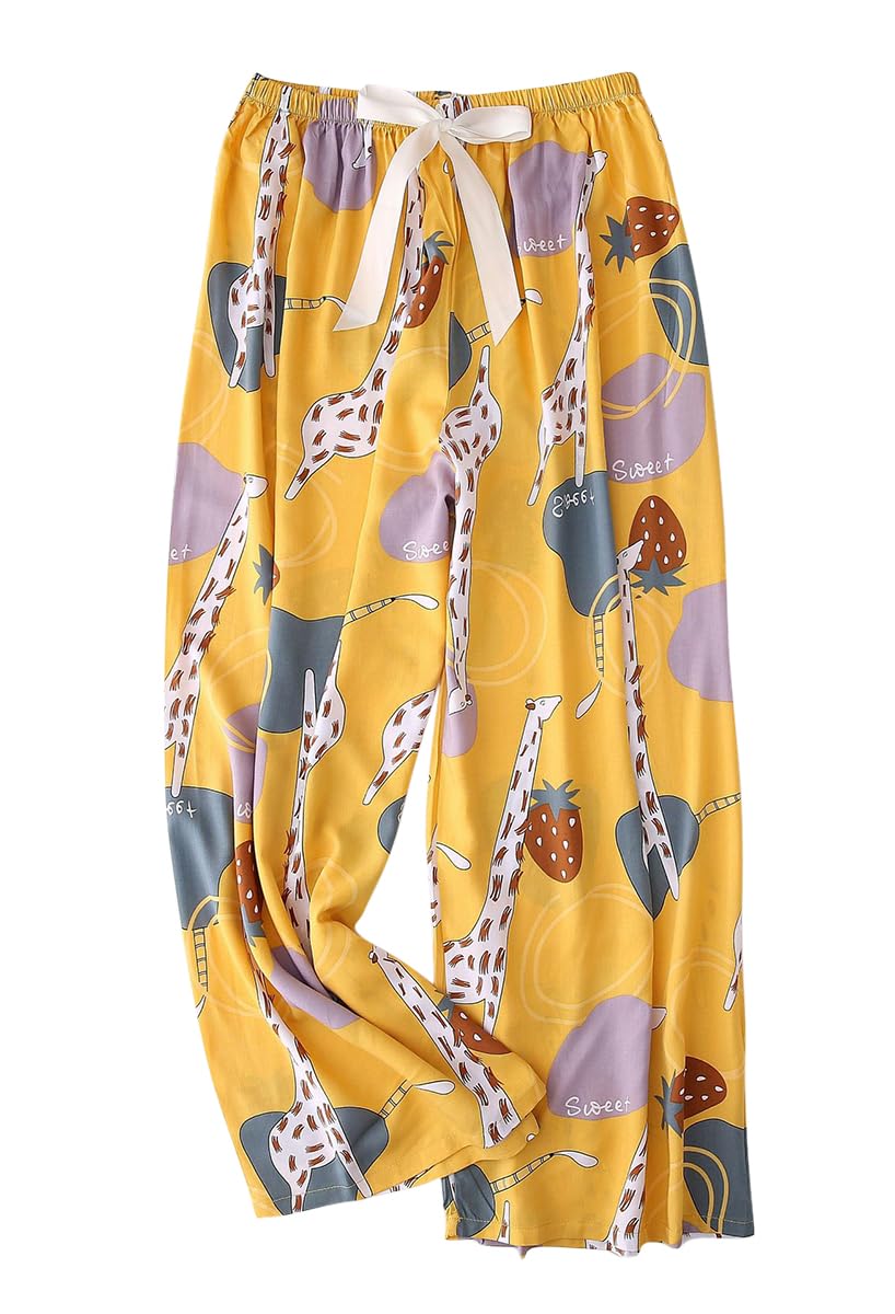 【送料無料】[Euyqs] ルームパンツ 広い脚 レーヨン 涼しい快適な 体型カバー リラックス ルームパンツ (M, #011)