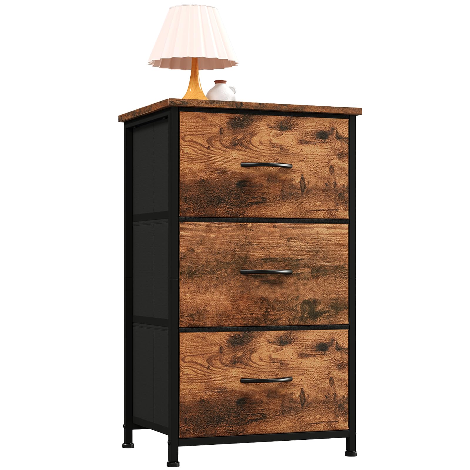 【送料無料】Somdot チェスト タンス 収納 棚 引き出し 洋服タンス 幅42 奥行30 高さ71.5 おしゃれ 布製 たんす 脱衣所 衣類収納 リビング サイド 寝室 転倒防止 一人暮らし 3段 ビンテージ