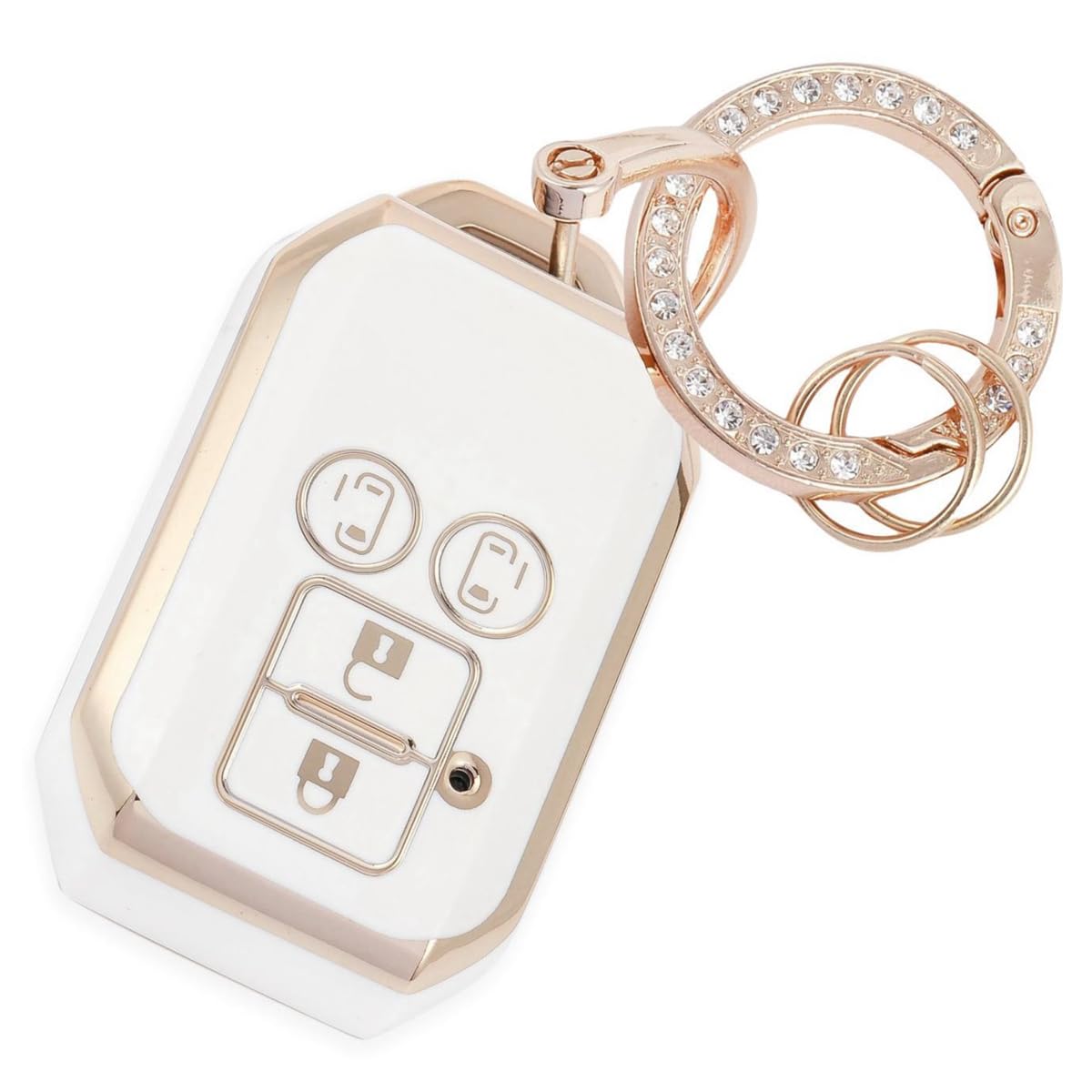 【送料無料】YANMW キーケース適合スズキ新型ハスラー キーカバー ジムニー スペーシアカスタム ソリオ フレアワゴン スマートキーケース 4ボタン (キラキラ 、ホワイト)