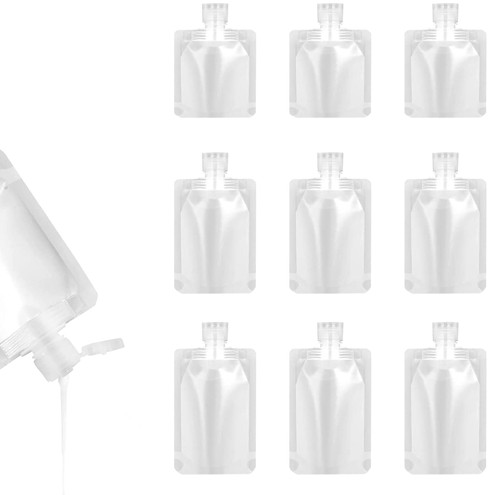 【送料無料】Coollooda トラベルボトル パウチ容器 【9枚 30ml 50ml 100ml】 詰め替えボトル コスメ小分け 詰め替え容器 トラベル液体個包装 旅行ボトル シャンプーボトル 小分けボトル 袋入り 小分け 漏れ防止 トラベルセット 密封性 機内持ち込み可能 乳液 クリーム 化