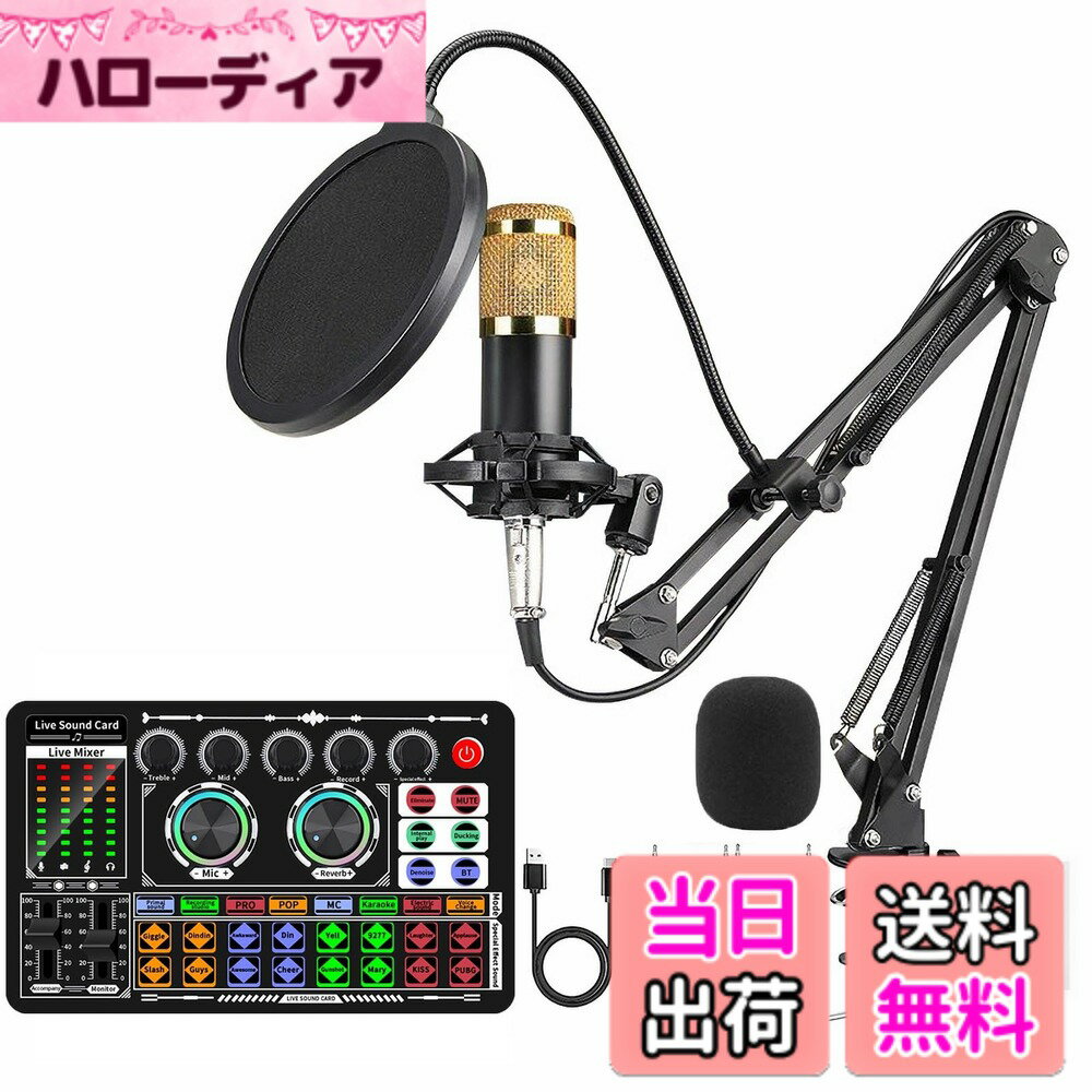 【送料無料】BONKYO カラオケセット家庭用 DJ ミキサー セット F999 ライブ サウンドカード 男声 女声 ボイスチェンジャー/マイク スタンド/オーディオミキサー 配信機材 実況者や家庭用カラオケに適用 日本語説明書付き