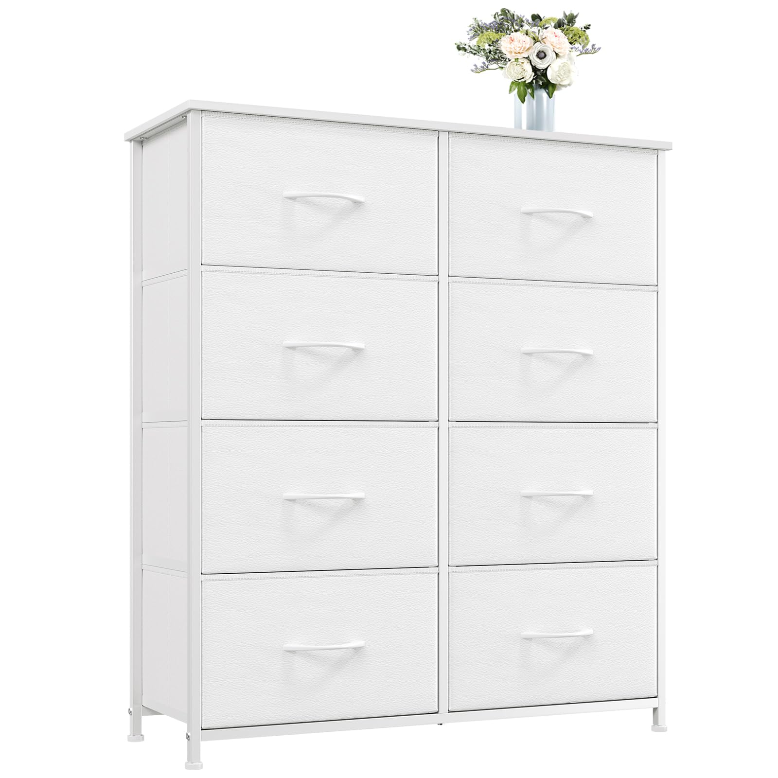 【送料無料】Somdot タンス 収納 チェスト 大容量 洋服 ダンスおしゃれ チェスト引き出し 棚 布製 洋服ダンス おしゃれ 箪笥 大容量 たんす 幅80 奥行30 高さ93 衣類 ワイド リビング 転倒防止 4段8杯 ホワイト