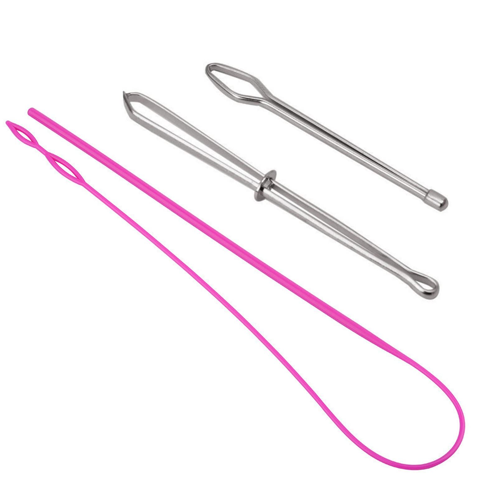 【送料無料】WXVOVXW 紐通し ゴム紐通し 糸通し ズボン紐通し ひも通し 糸通し器 3個セット フラットヘッドクリップ ラウンドヘッドクリップ ピンク ゴム通し DIYの手作り 手編み 手芸用品