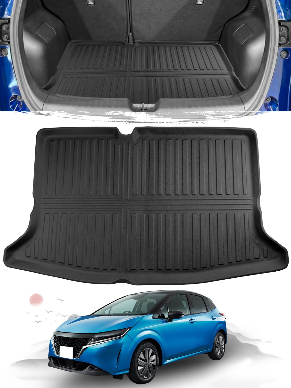 【送料無料】ruiya 改良型 新型 日産 ノートオーラ/日産ノート e13 ラゲッジマット 荷台 2WD専用 ラゲッジトレイ 3Dラゲッジマット 折り畳み式 防水 滑らない TPE素材 防汚 超耐久性 簡単使用 無臭 折り皺なし トランクマット ノート オーラ アクセサリー カスタムパー