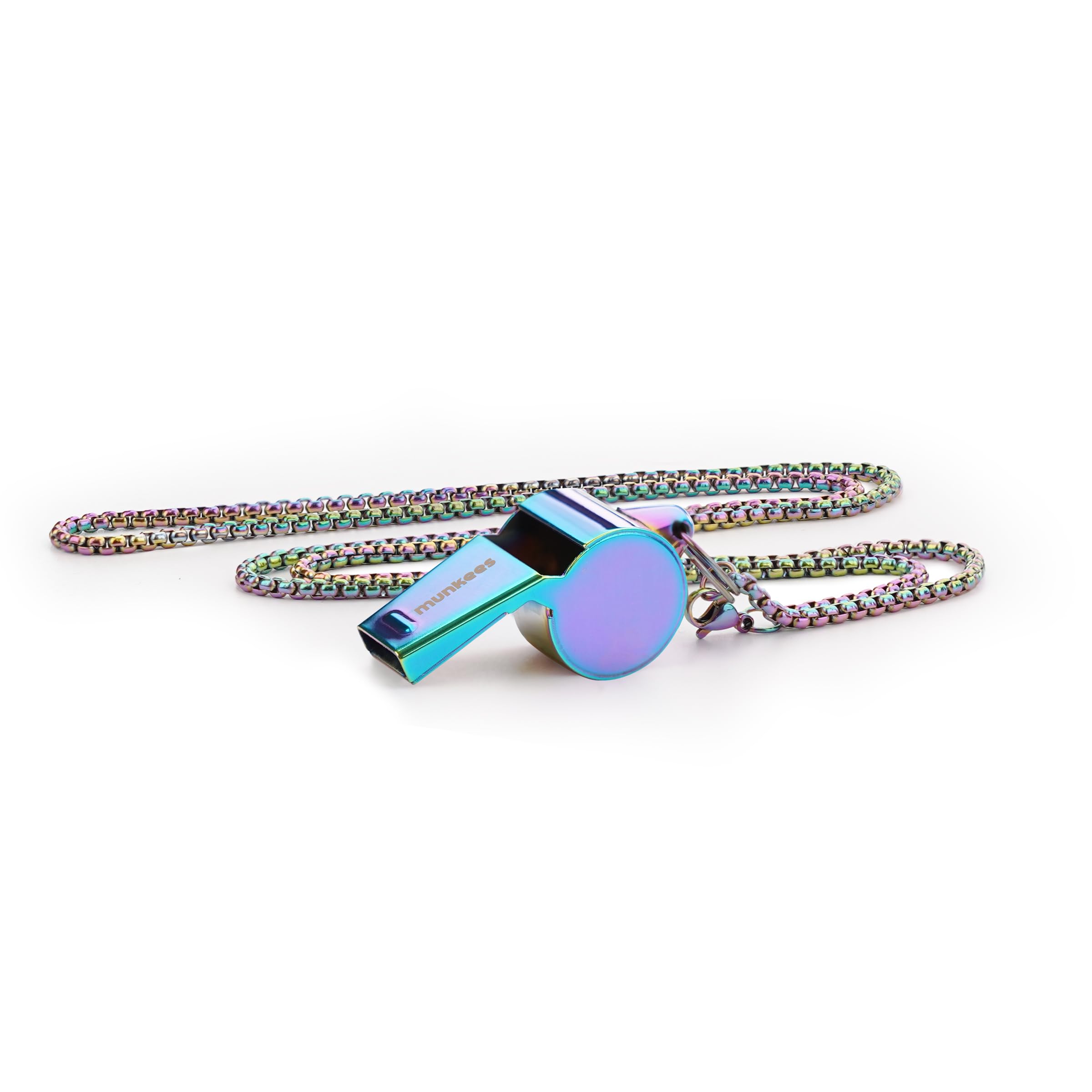 【送料無料】munkees ホイッスル 登山 アウトドア 大音量 口笛 防災グッズ 304ステンレス鋼 (カラフル、チェーン付き)