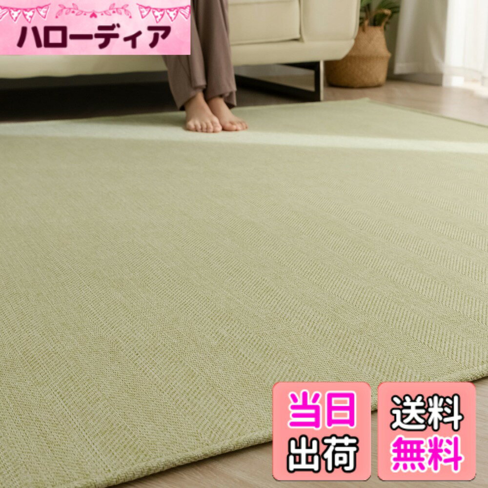 【送料無料】Sun Deco ラグ カーペット 3畳 ラグマット ヘリンボーン柄 おしゃれ 滑り止め 洗える 春 夏 オールシーズン快適 リビングマット 北欧 床保護 ホットカーペット対応 無地 185x235cm グリーン