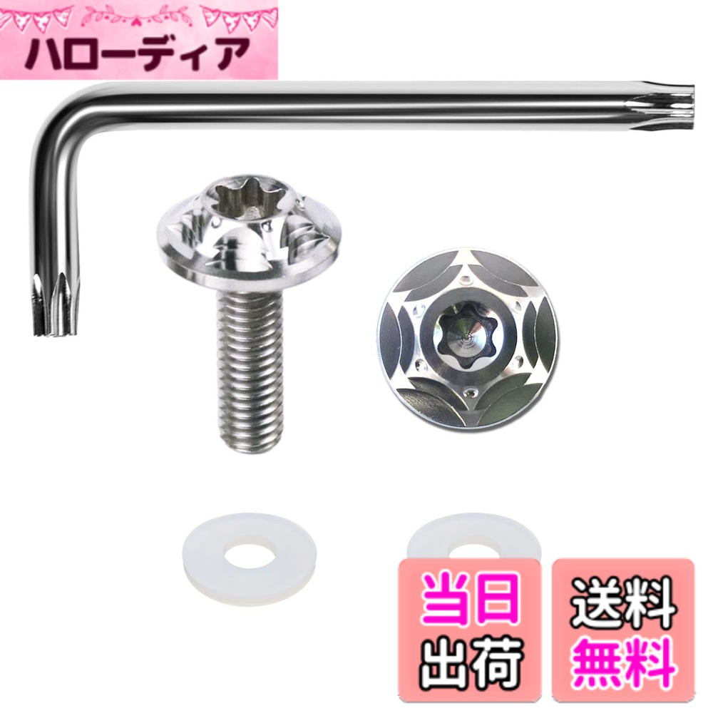 樂天商城 - 【送料無料】HiLiBoom ナンバープレートボルト M6 盗難防止ネジ チタン合金製 雪の結晶デザイン 車用 2本セット (シルバー)