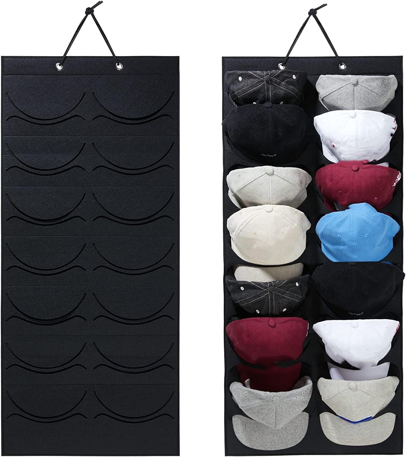【送料無料】siawadeky 野球帽収納バッグ 壁掛けウォールポケット フェルト製 14個収納できる ドア掛け 吊り下げ収納 帽子収納ケース 防塵 壁掛け 収納ボックス 帽子ホルダー 野球帽ラック 収納ケース 90x42cm