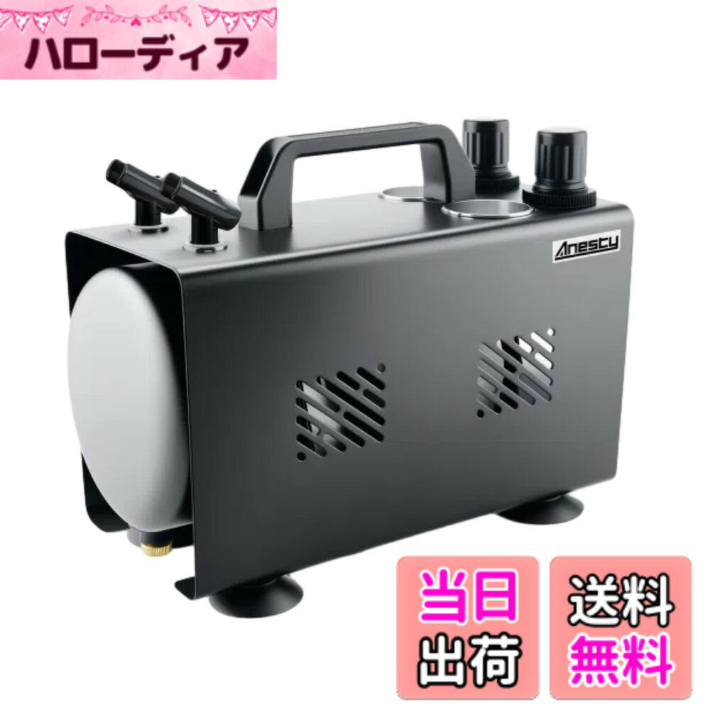 【送料無料】Anesty 2in1 エアブラシ コンプレッサー セット エアブラシ用 ワンタッチで色替え 圧力を個別に調整できる独立したエアレギュレーター2個付き AHPTrunk-C エアーブラシ