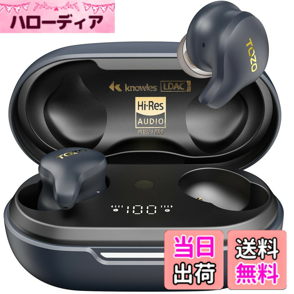 【送料無料】TOZO Golden X1 ワイヤレスイヤホン すべてが心に響く極上の音質 LDAC対応 ハイレゾ音質再生 混合ドライバー設計「Knowles（ノールズ）製バランスドアーマチュアドライバー（BAドライバー）とダイナミックドライバーの技術を組み合わせて」 アクティブ ノイ