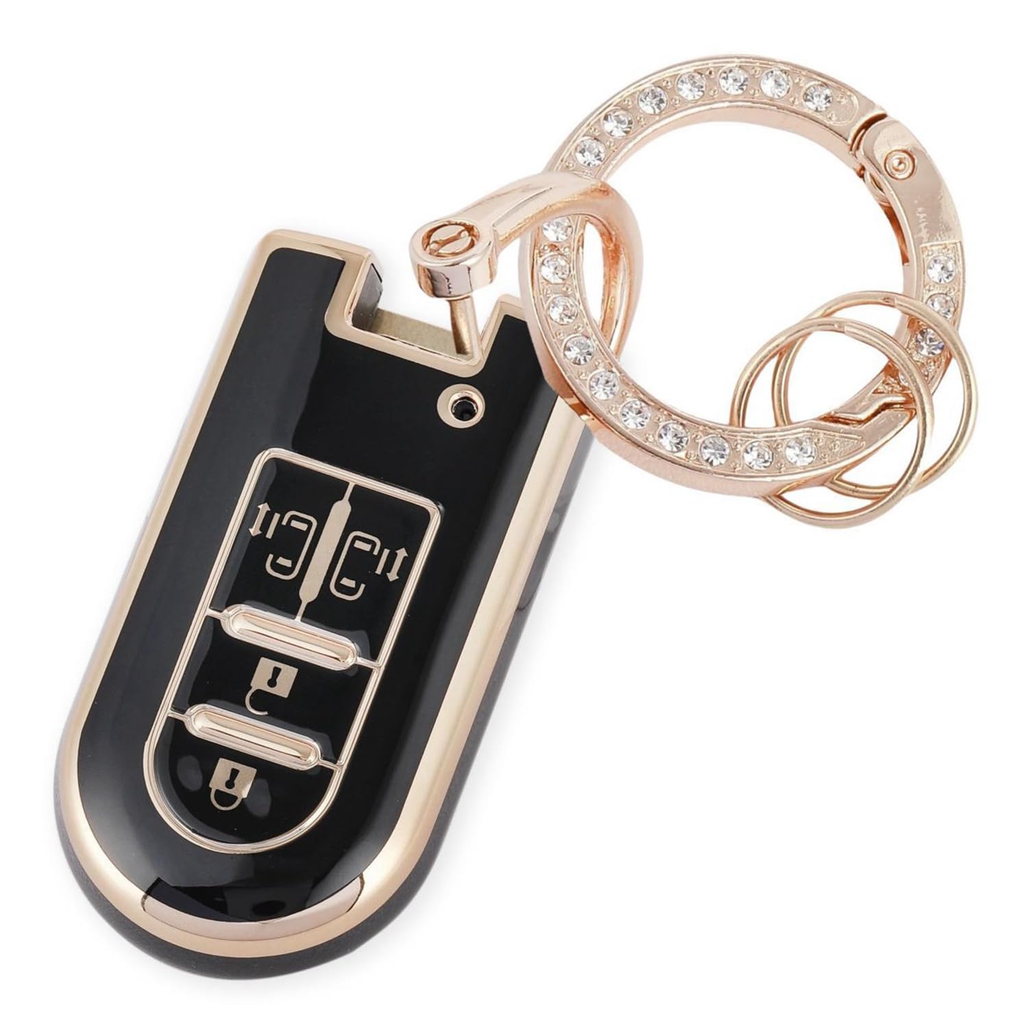 【送料無料】[YANMW] キーケース適合トヨタダイハツ タンク ルーミー キー カバー タント タントカスタム ウェイク 新型ムーヴ キャンバス ムーヴカスタム スマートキーケース キラキラ (4ボタン、ゴールドブラック)