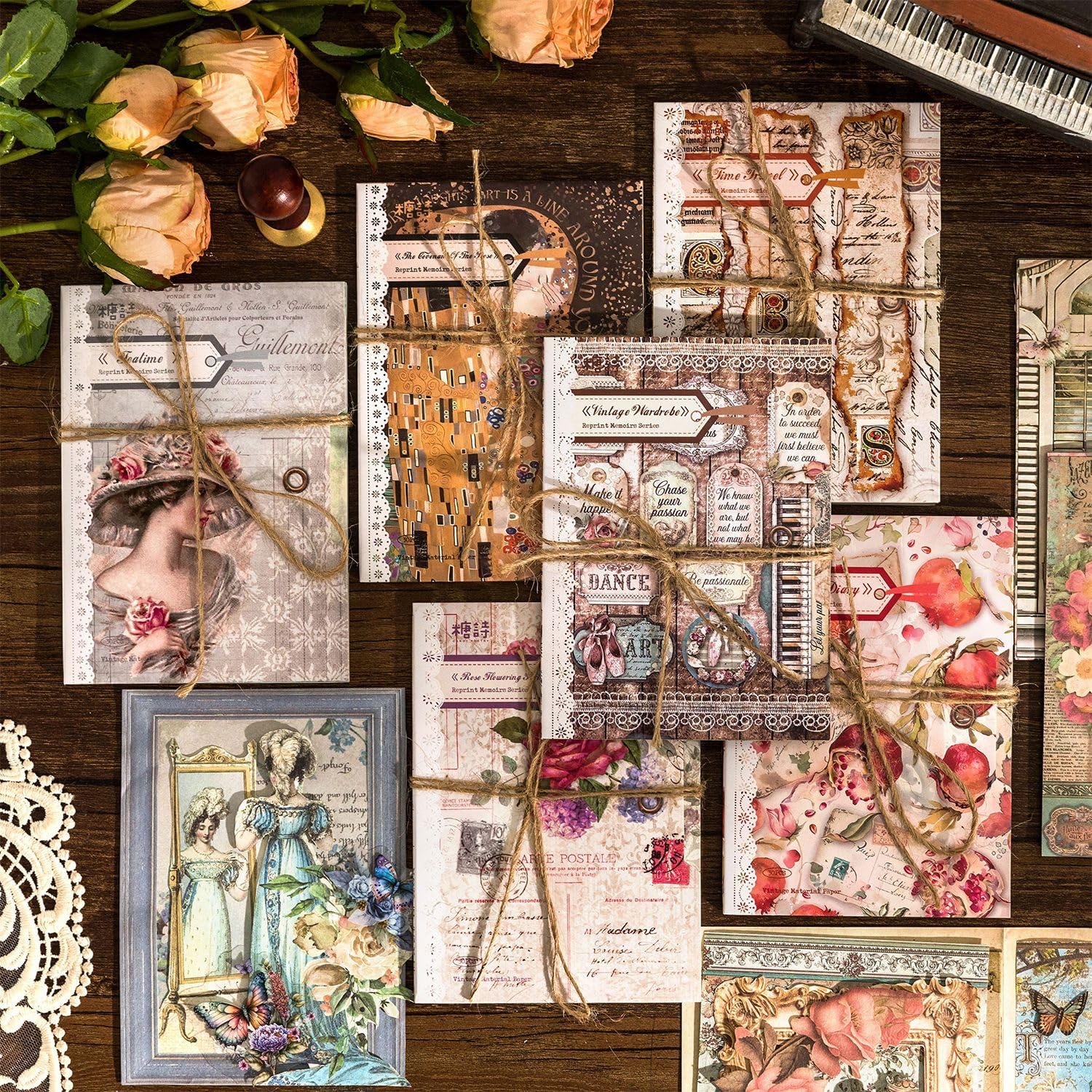 【送料無料】Alideco 180枚 コラージュ 素材 ペーパー 素材紙 り 手帳 ジャンクジャーナル メモパッド デザ ヴィ ヴィンテージ・フィギュア フラワー ノート カレンダー ベネットマナー (fukehuiyi)