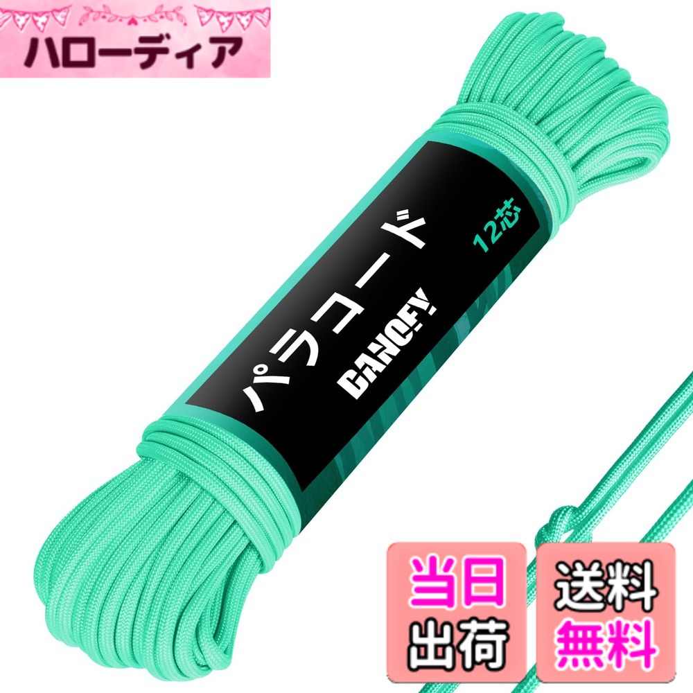 商品情報商品の説明主な仕様 【高品質】直径：4mm、長さ30m。本パラコード 4mmはナイロン製内芯とポリエステル製表層からなり、手触りが特に良いです。アウターも緻密に編まれ、ガイロープの耐摩耗性や耐用性が大幅に増強された上に、軽量化も実現しました。【耐荷重453KG】DANOFYパラコード4ミリは各内芯がナイロン糸を3本束ねて作られ、合計に12芯で張りに強いガイロープ 4mmです。丈夫な構造により、弊社のテントロープは最大453kg（1000ポンド）の耐荷重が至って、ほとんどの使用中にの断裂がご心配なくなります。【DIYクラフトに】汎用性高いパラコード グリーンであるため、ペットの首輪やリード、パラコードブレスレット、靴紐、キーホルダー、パラコード ストラップ、飾りなどのハンドメイド、手芸にビッタリです。ナイフ・手斧などの道具の柄に巻きつけたりするのも個性的に見えます。DANOFYアクセサリー制作用パラコードを通して、思い描くアイデアを実現させましょう。【荷重や物の固定に】日常生活において、固定用紐としてハンモック、オーニングやシェードの設置したり、物干し綱として屋外に簡易に取り付けたりするのには適しています。また、ガイロープとしてキャンプする時、テントやタープの設営にも助かります。さまざまな用途に用いることができるロープ 4mmで、サバイバル・ハイキング・狩り・魚釣りなどのアウトドア活動にも適しています。※ロープをご利用したい長さでカットした後、パラシュートコードの切り口をライターなどで炙ってからご使用ください。【ご注意】ロッククライミング、登山用ロープ、命綱などとして使うのは絶対におやめください。本ガイドロープは体重を支えることはできませんので、予めご了承のほどよろしくお願いいたします。※万が一、届いたパラコードに破損・汚れなど不良現象がございましたら、お気軽に弊社にご連絡ください。「お問い合わせ案内：製品ページ＞販売元＞質問する」