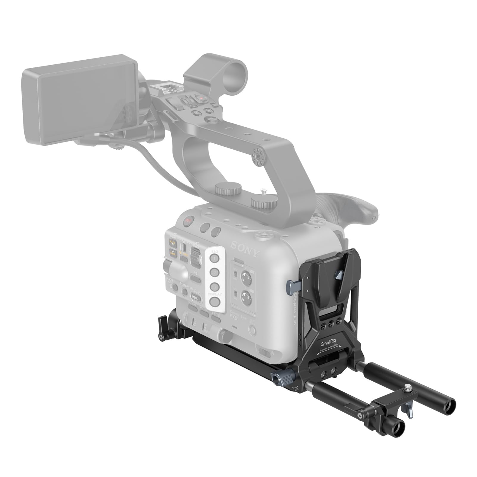 【送料無料】SmallRig V マウント バッテリー プレート マンフロットに対応 501 用クイック リリース プレート付き 15 mm ロッド クランプ ワイヤレス レシーバー取り付けブラケット L 字型コンパクト 折りたたみ式 V マウント バッテリー プレート ビデオカメラ用 4323