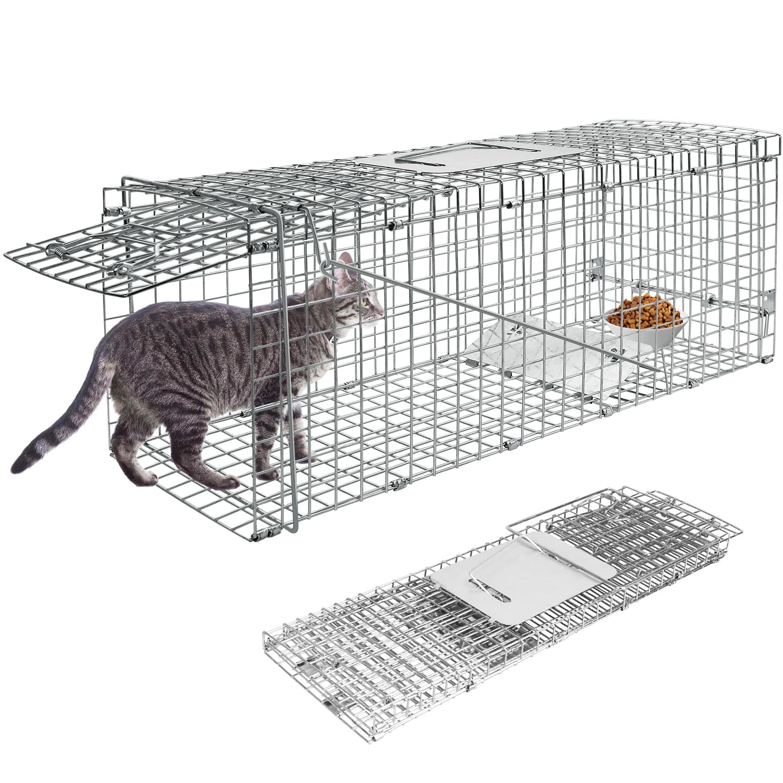 【送料無料】Vtuesxn 動物用 捕獲器 踏み板式 捕獲器 猫の保護器（ サイズ：66x26x23 ...