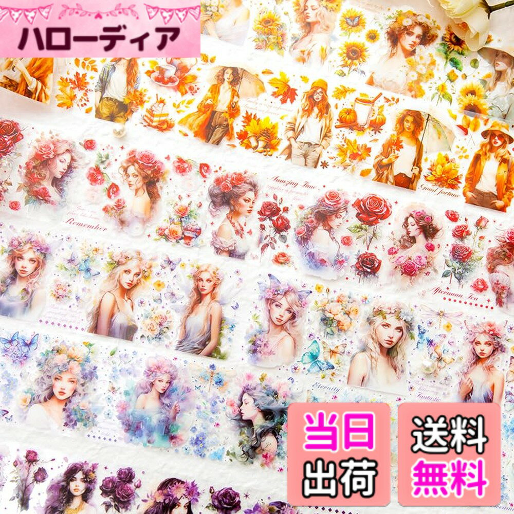 【送料無料】Alideco 6個 マスキングテープ かわいい レトロ ヨーロッパ風フィギュア 65mm幅x3m巻 PET 粘着 テープ 広幅 DIY おしゃれ マステ シール(anhuadebaimeng)