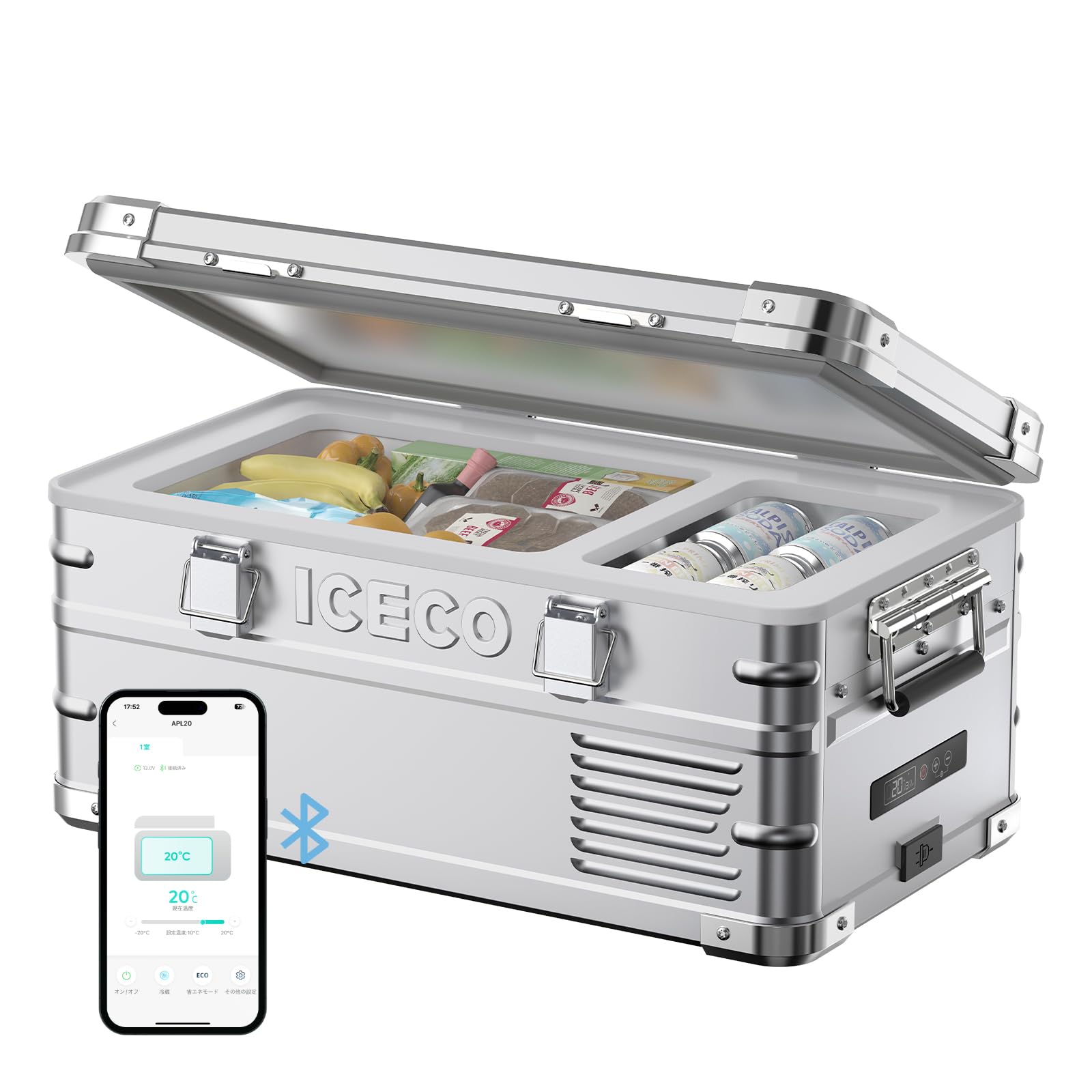【送料無料】ICECO APL20 車載冷蔵庫 20L -20度-20度 軽量アルミ製 ポータブル冷蔵庫 5年品質 低動作音 急速冷凍 アプリ制御 3WAY電源対応 DC12V/24V AC100V 家 車中泊 アウトドア キャンプ