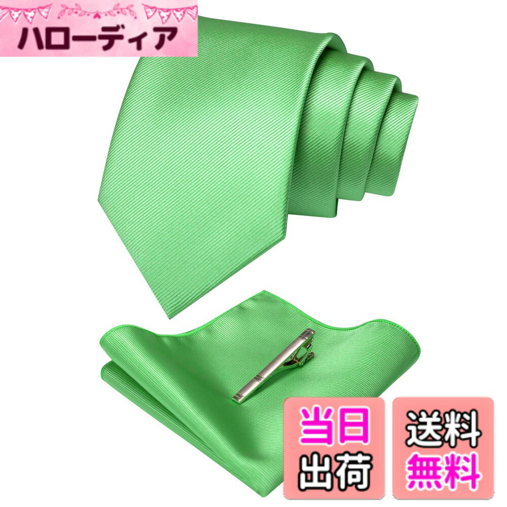 【送料無料】[JEMYGINS] ジェミギンズ 無地 シルクネクタイ チーフ セット ビジネス スーツ ォーマル ネクタイ タイピン ハンカチ セット ネクタイ チーフ セット ミントグリーン
