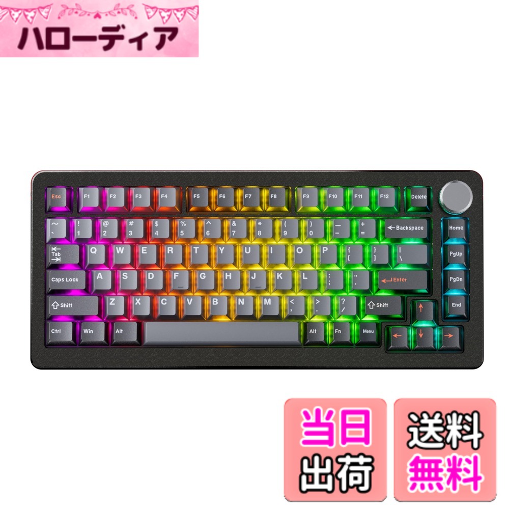 DrunkDeer A75 Pro 磁気スイッチキーボード ラピッドトリガー メカニカルゲーミングキーボード 調節可能なアクチュエーションホールスイッチ RGB PBT キーキャップ コンパクト TKL 82キー 有線USB ノブ付き