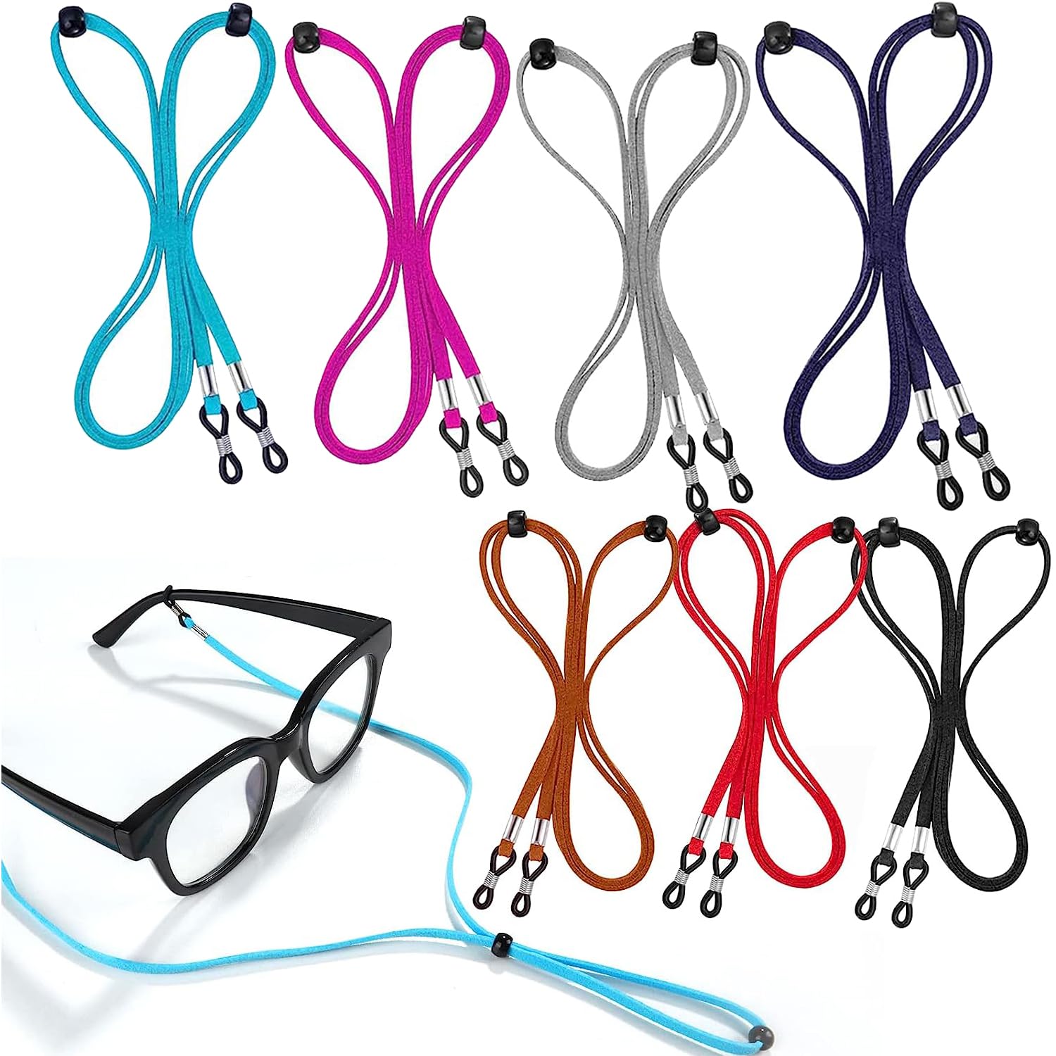 【送料無料】[YaoooosF] メガネ用ストラップ メガネチェーン 8本セット メガネストラップ 眼鏡ストラップ メガネ ストラップ 滑り止め ずれ落ち防止 調節可能 軽量 メガネバンド スポーツ用 男女兼用 メガネバンド
